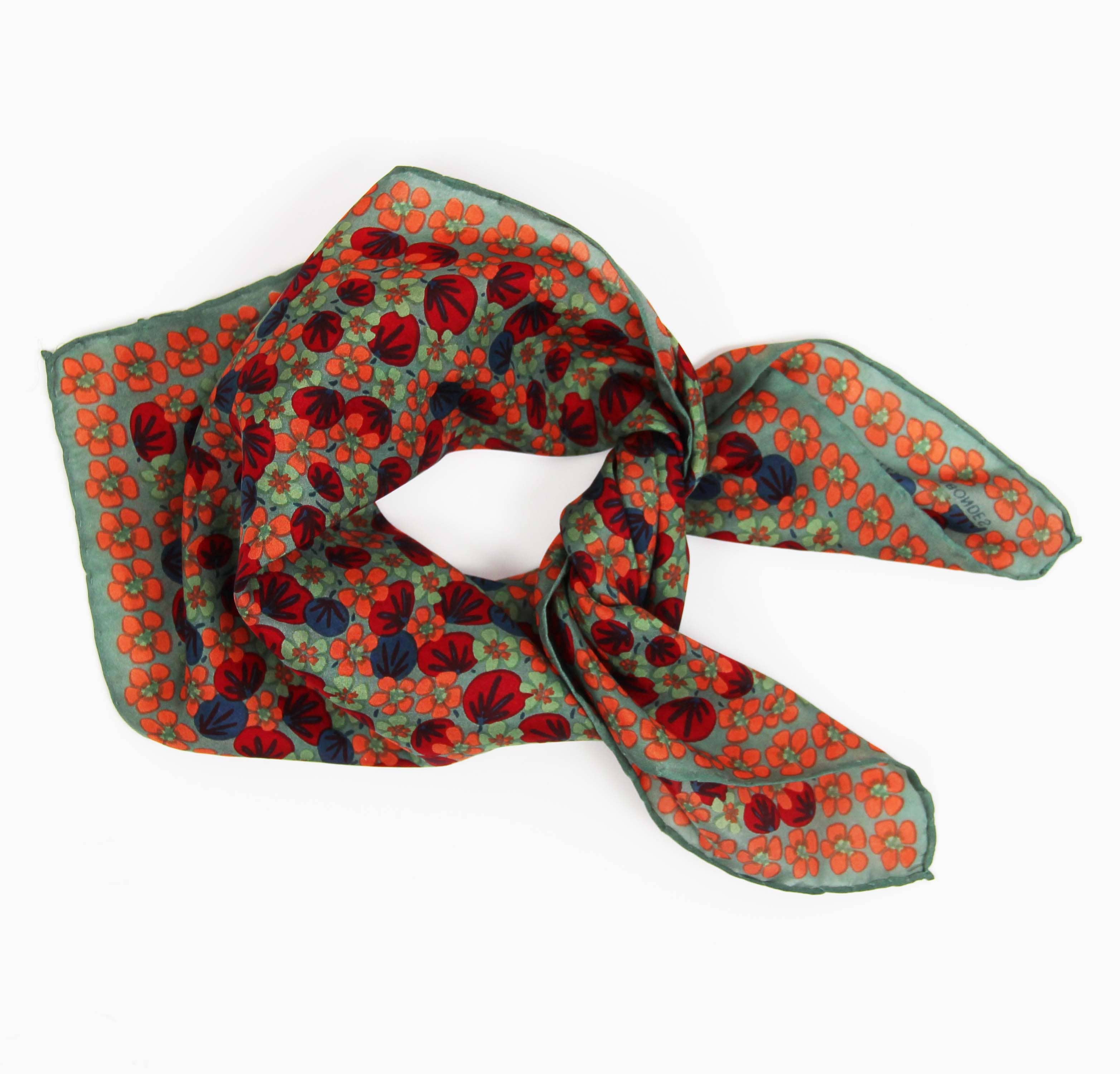 Capucine Khaki Silk Scarf by Les Belles Vagabondes