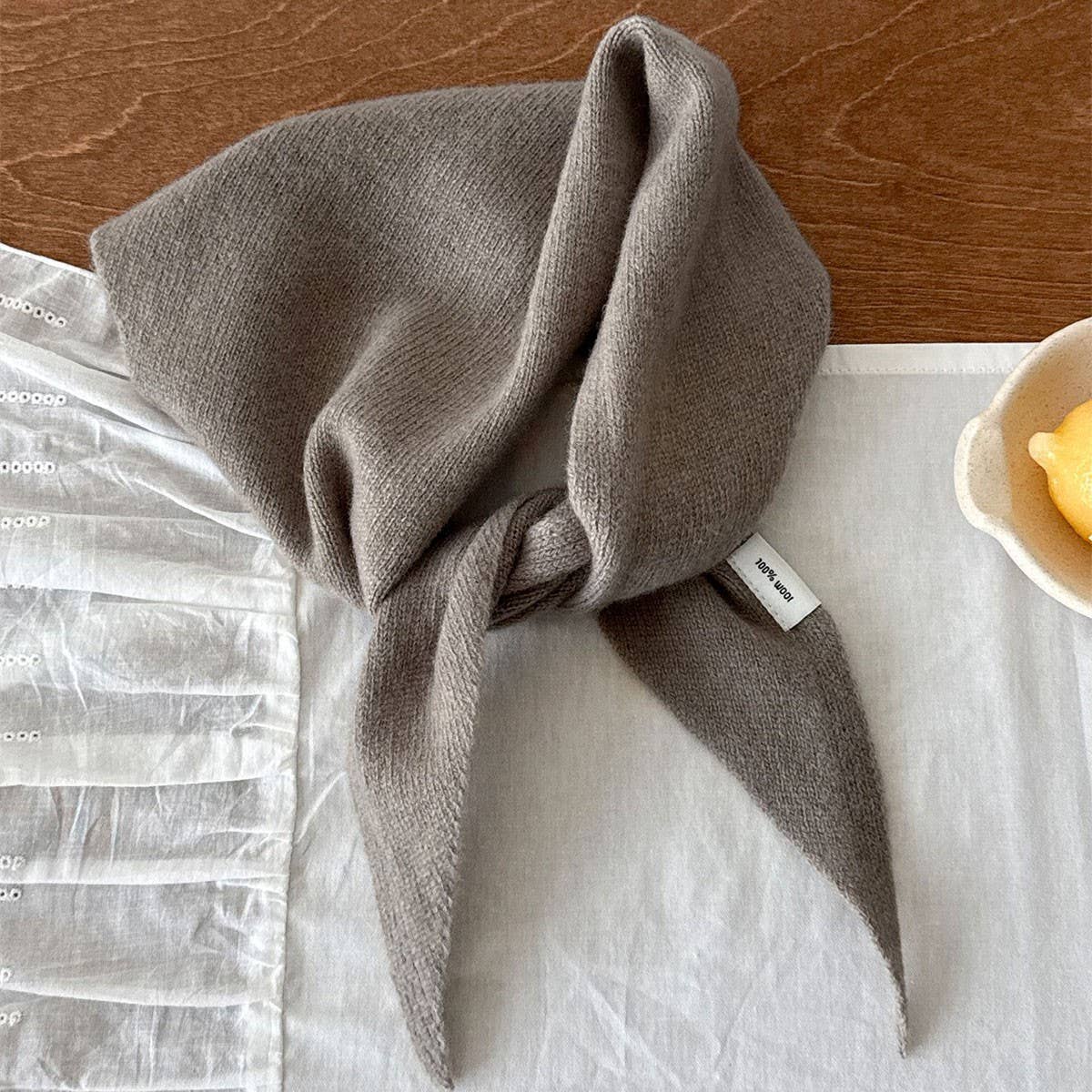 Wool Knit Triangle Scarf