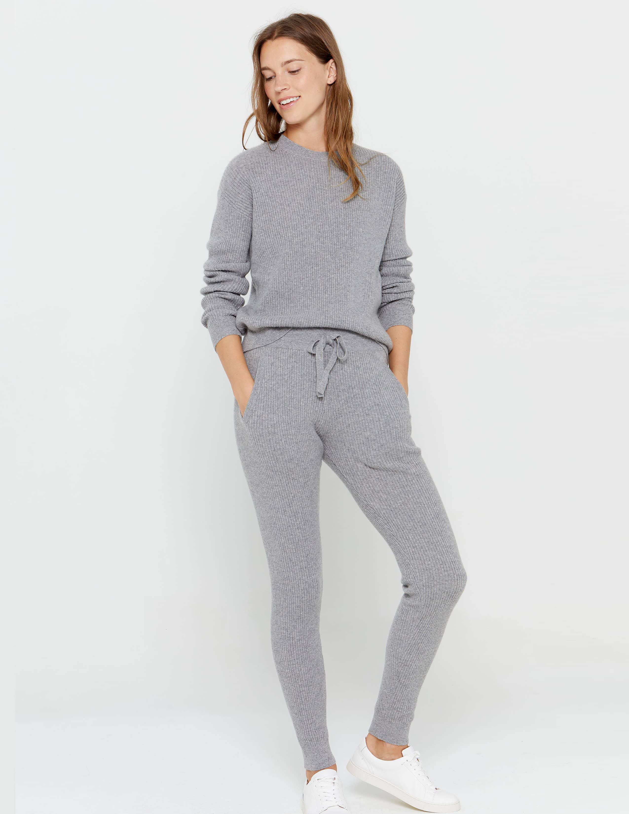 Ribbed Crewneck Cashmere Sweater