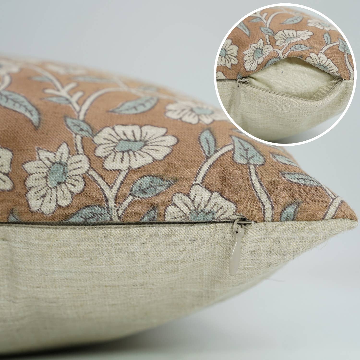 Haridwar Block Print Linen Pillow | 14x14