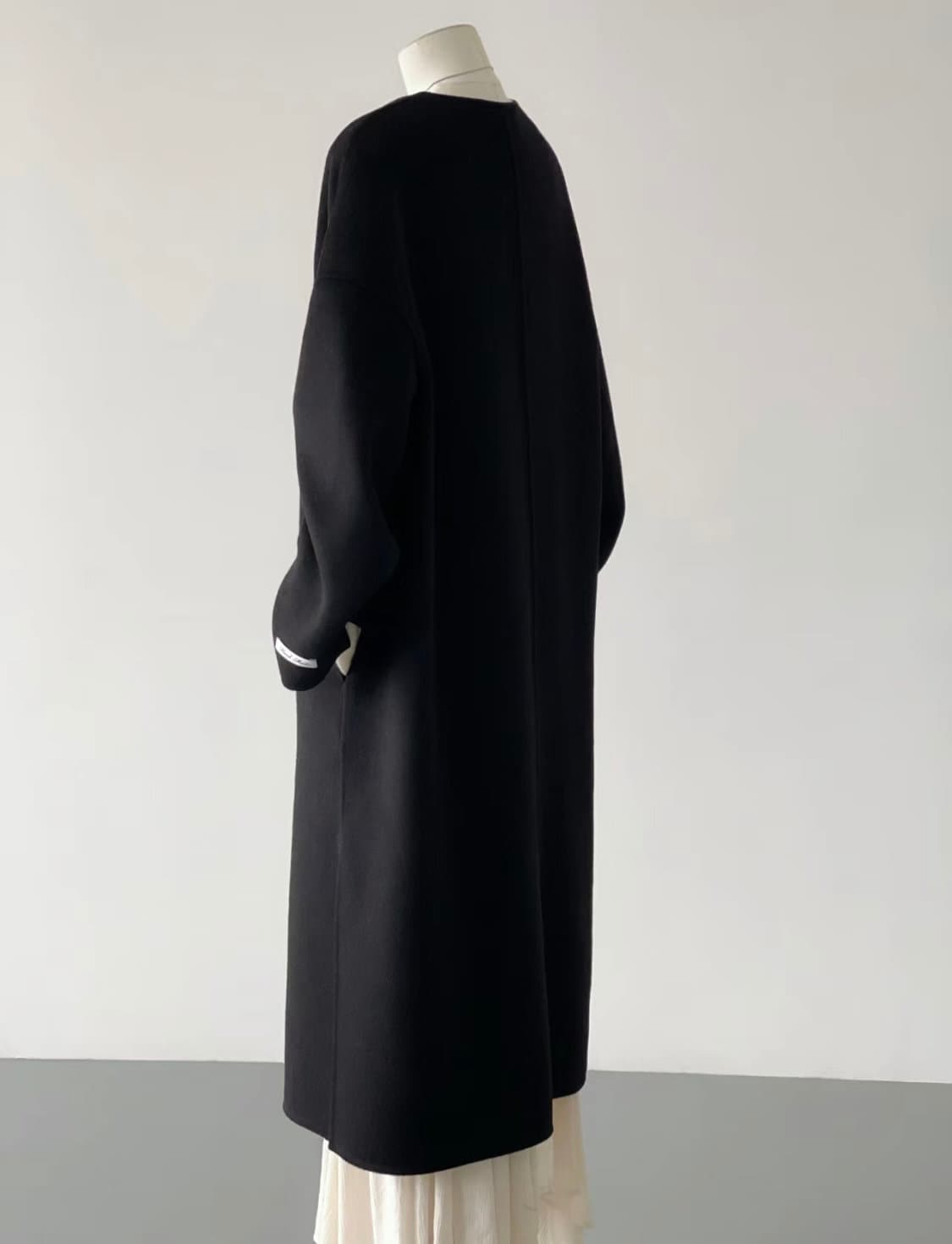 V-Neck Wool Coat Dress