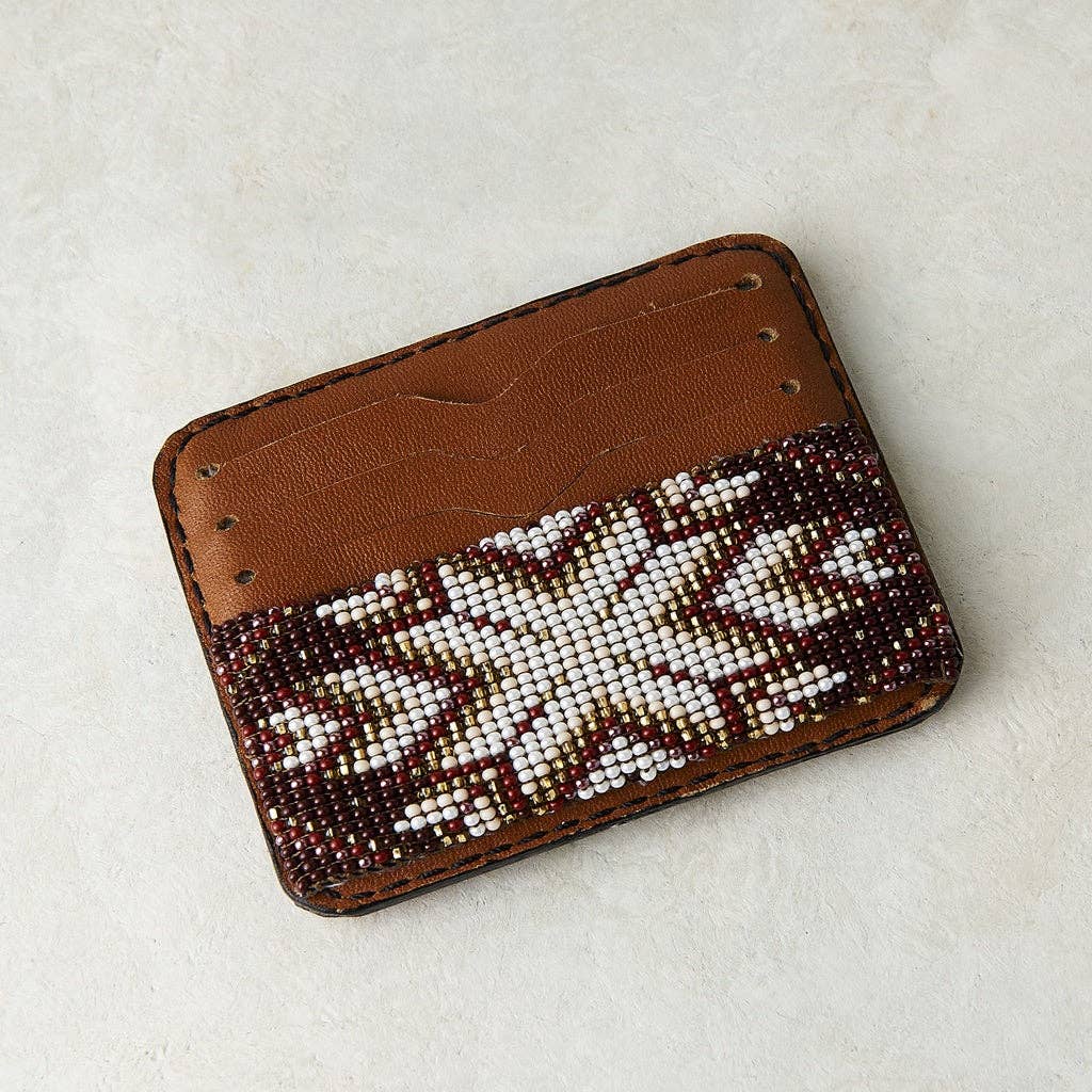 Beaded Leather Wallet with Desert Design