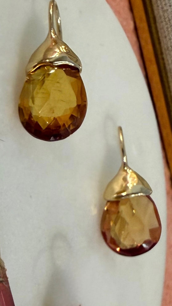Golden Sapphire Gold Dip Earrings by Moonspun