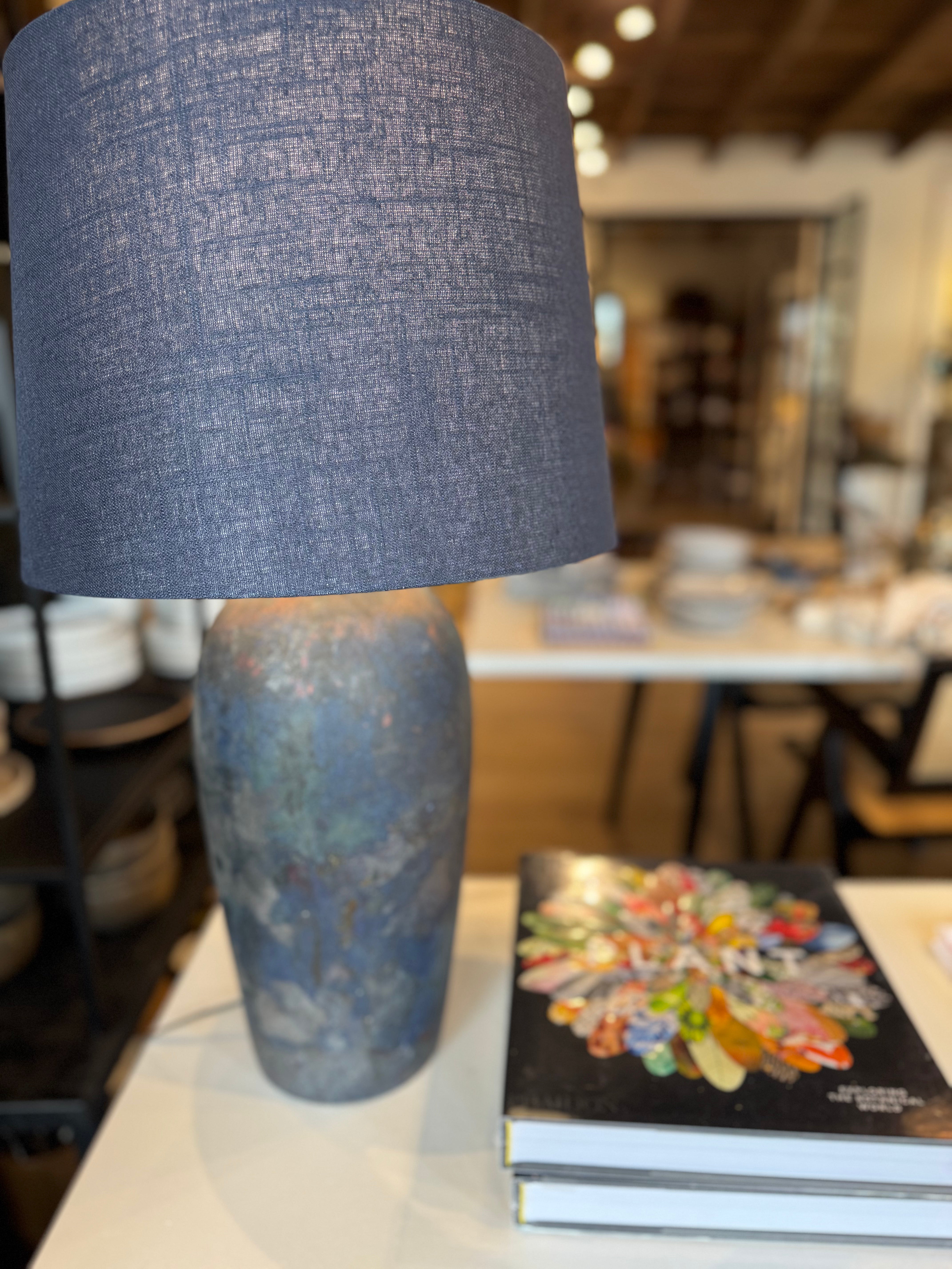 Raku Midnight Blue Lamp