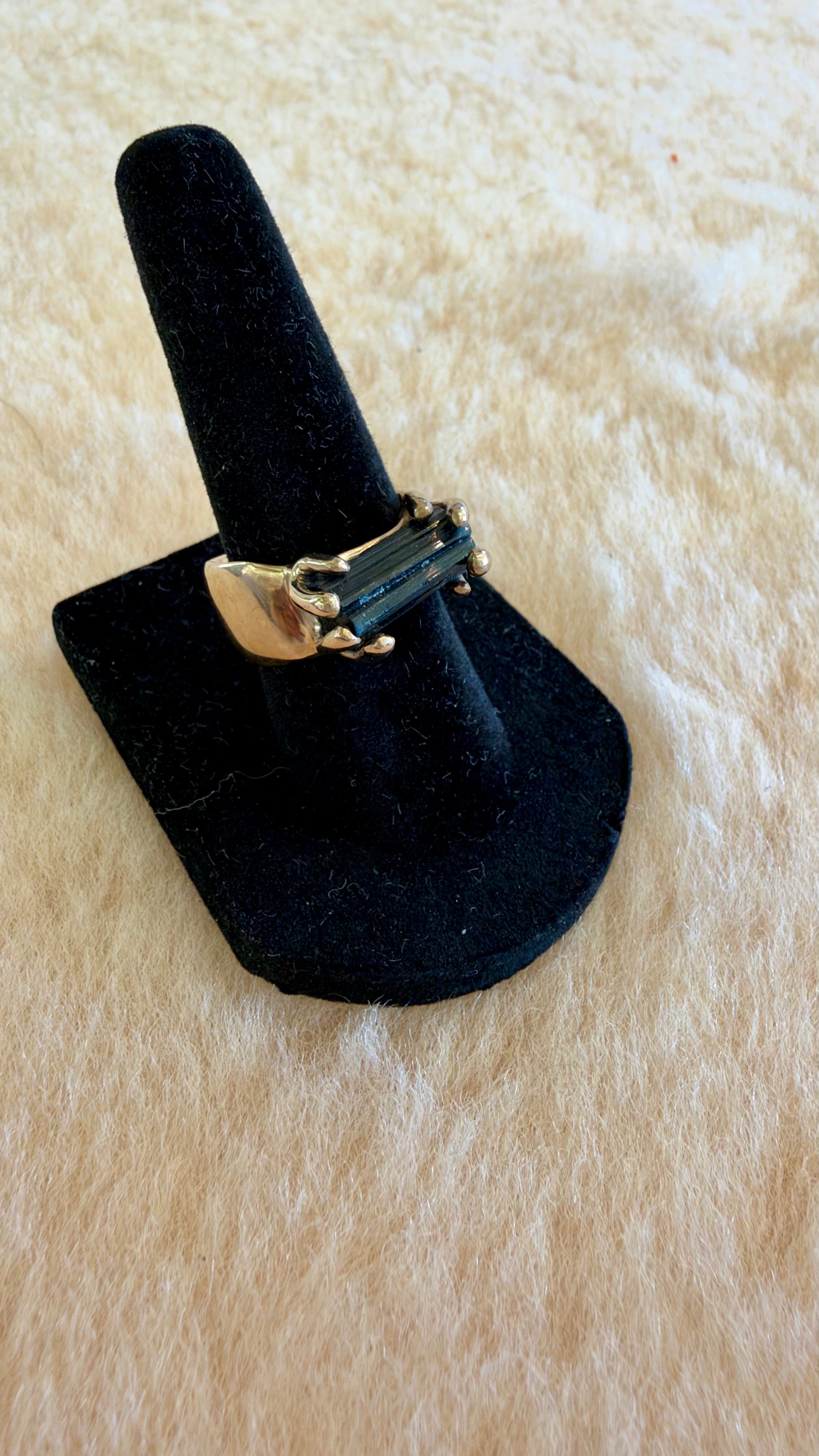 Blue Tourmaline Bronze Ring by Carina Schott