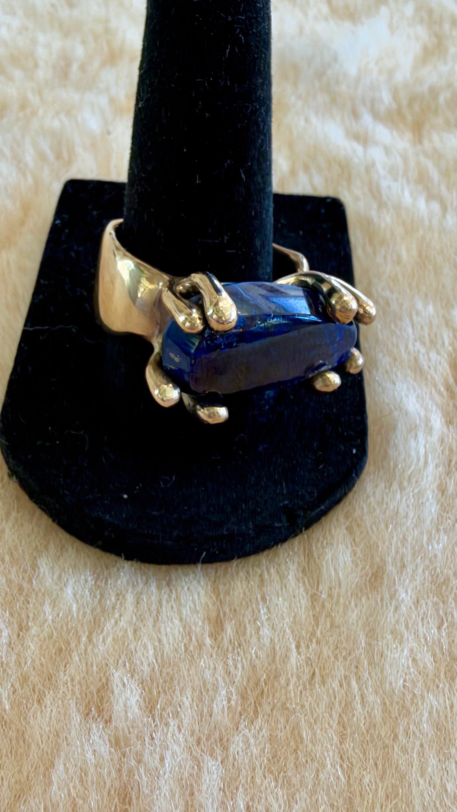 Azurite Bronze Ring by Carina Schott