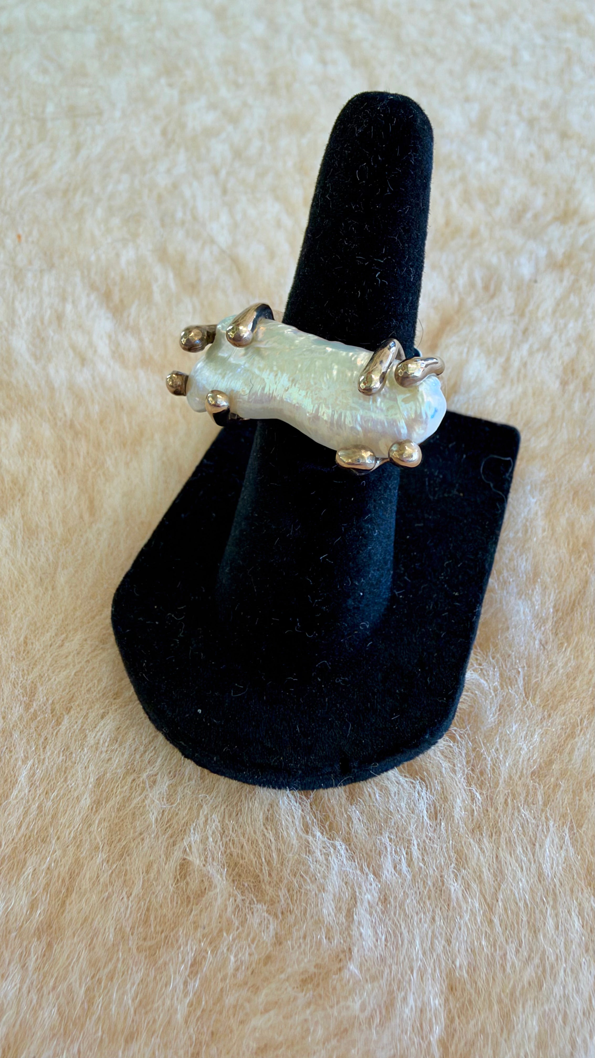 Natural Pearl Bronze Ring by Carina Schott