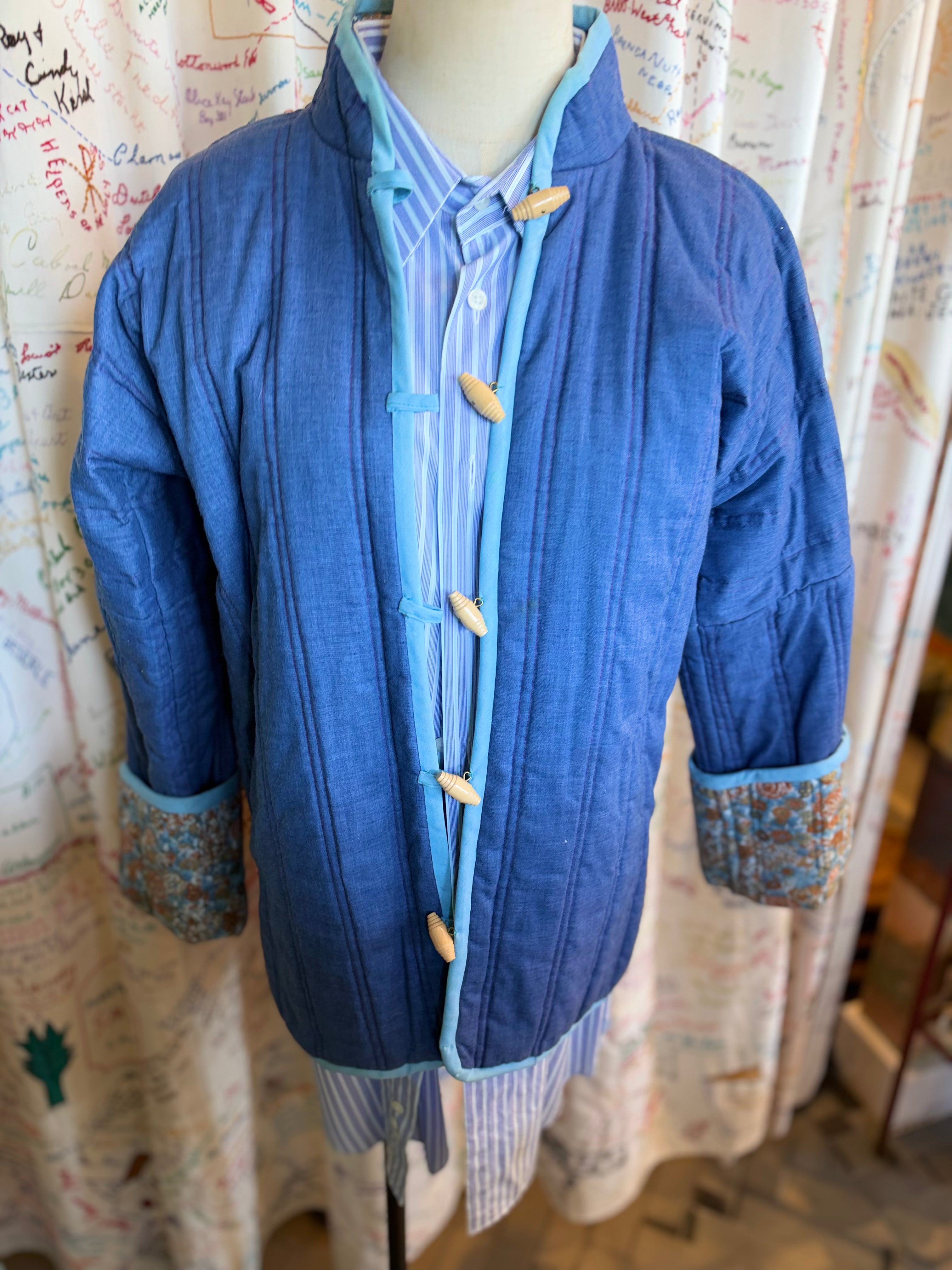 Chambray + Floral Reversible Quilted Jacket