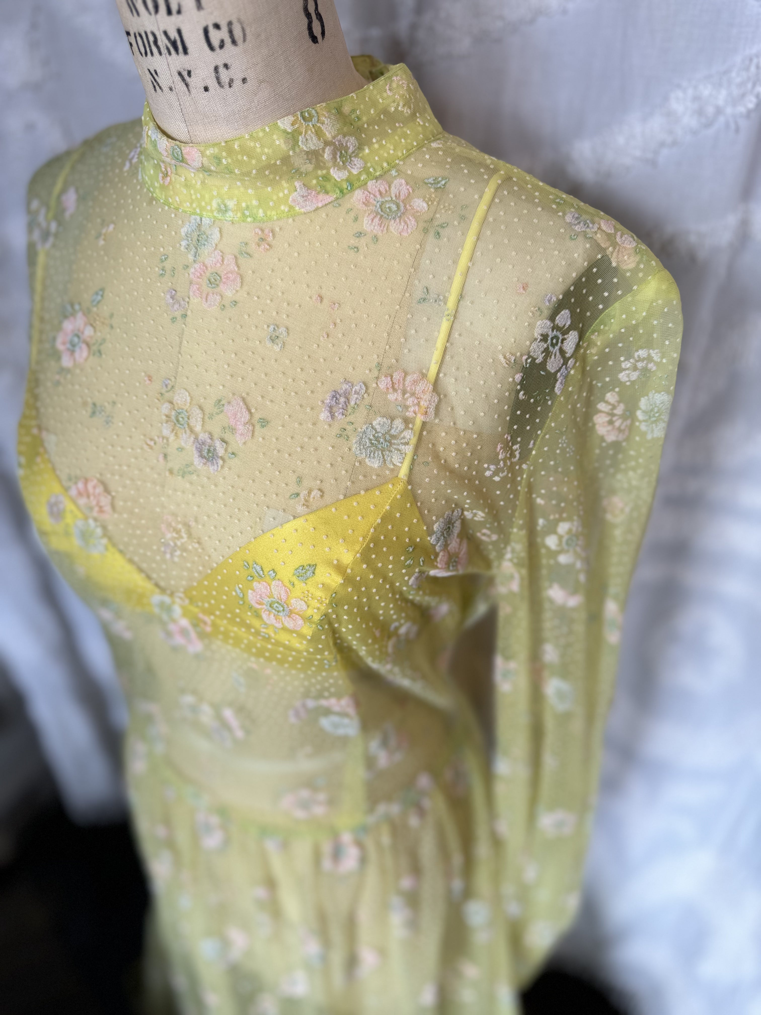 Sheer Yellow Maxi Garden Dress