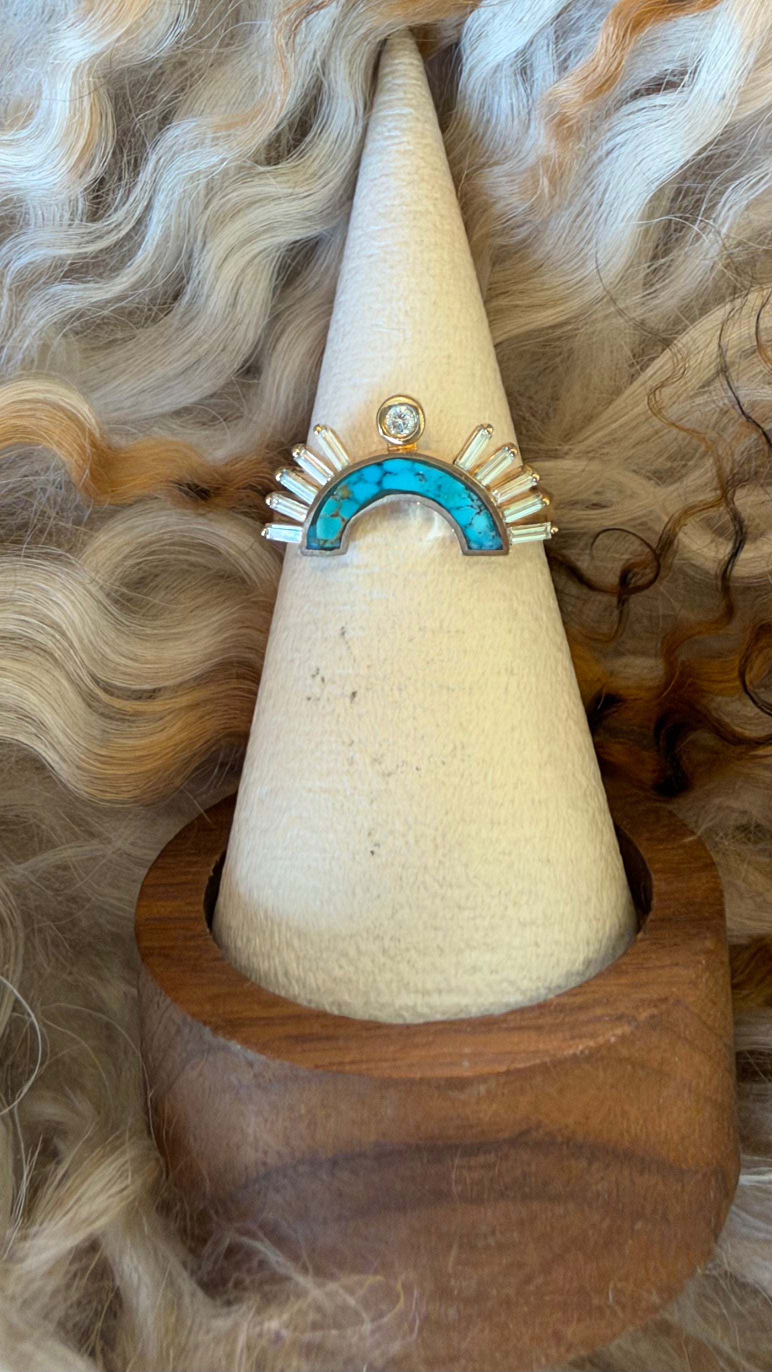 BAGUETTE RISING SOL LARGE ARCH RING CROWN by Young In The Mountains
