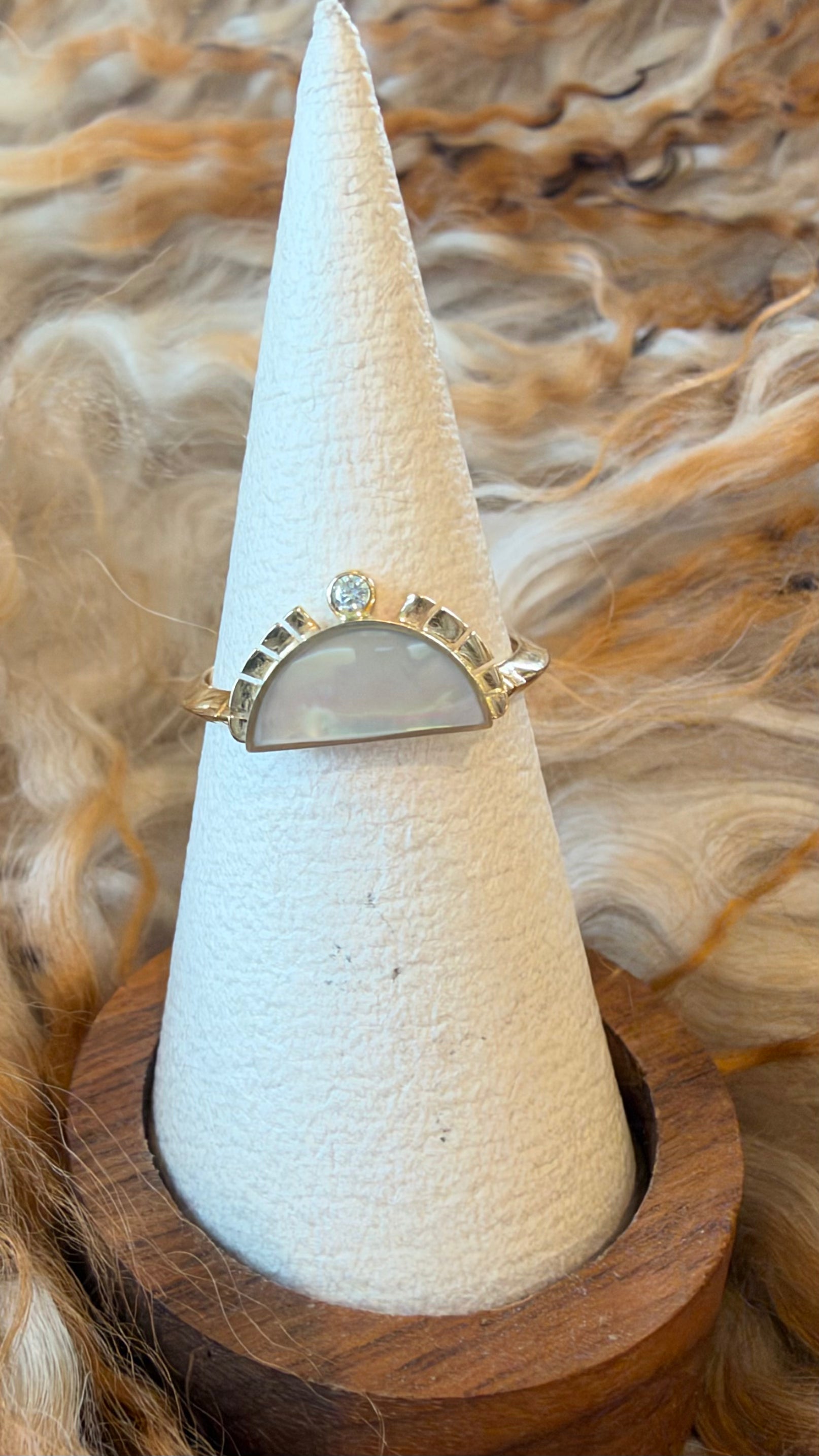 RISING SOL RING IN ABALONE by Young In The Mountains