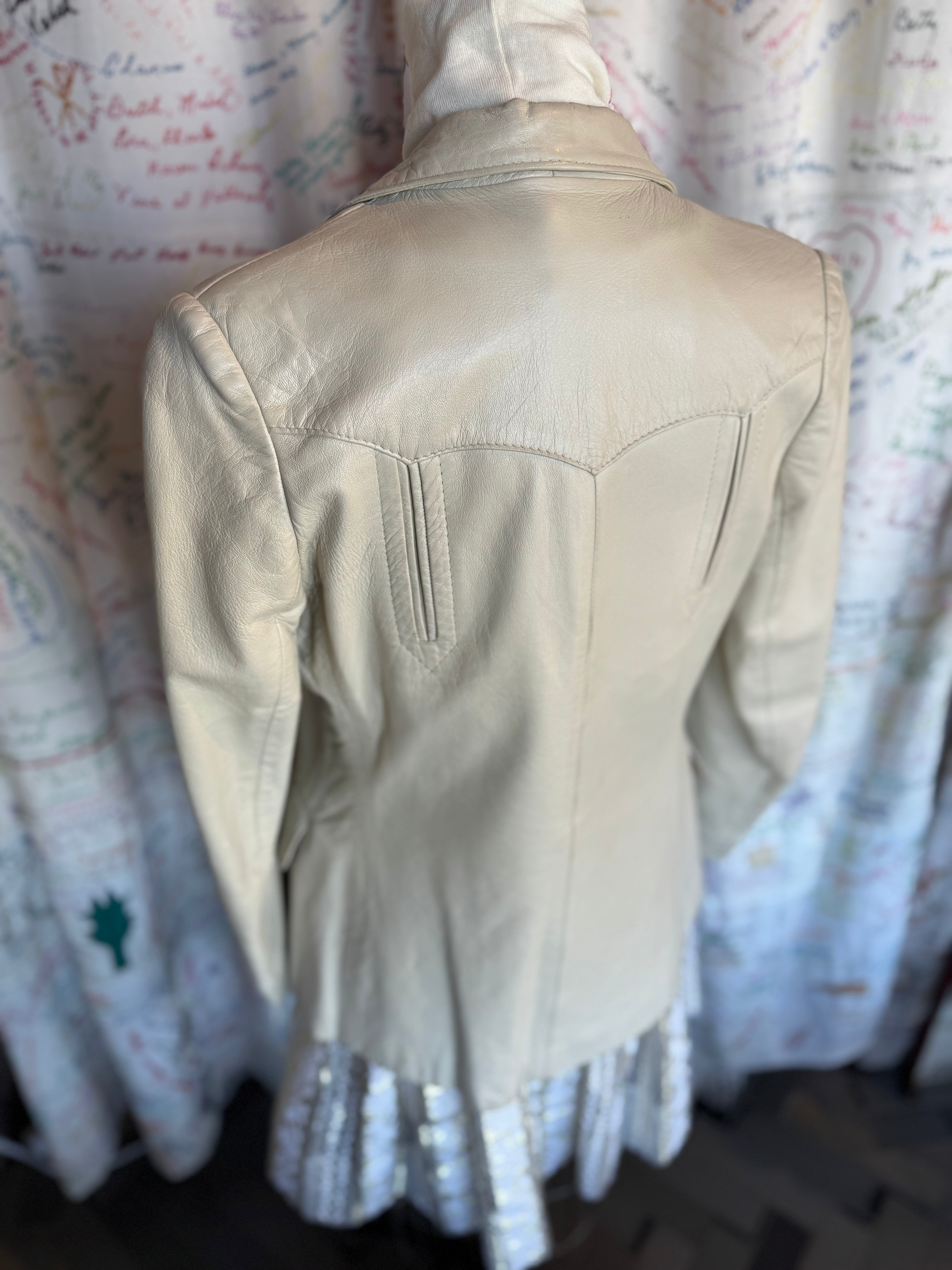 HBarC 1970's Cream Leather Blazer