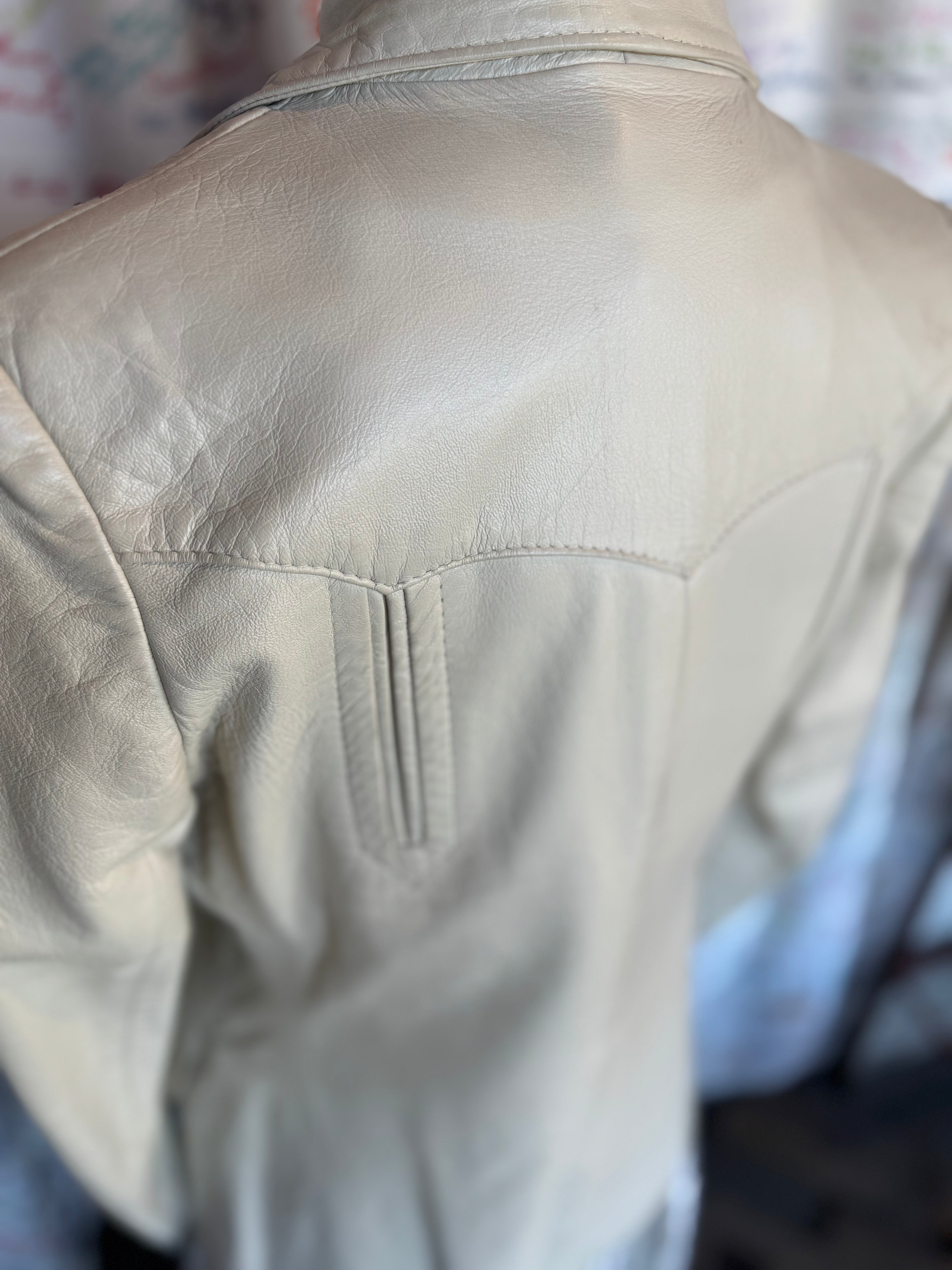 HBarC 1970's Cream Leather Blazer