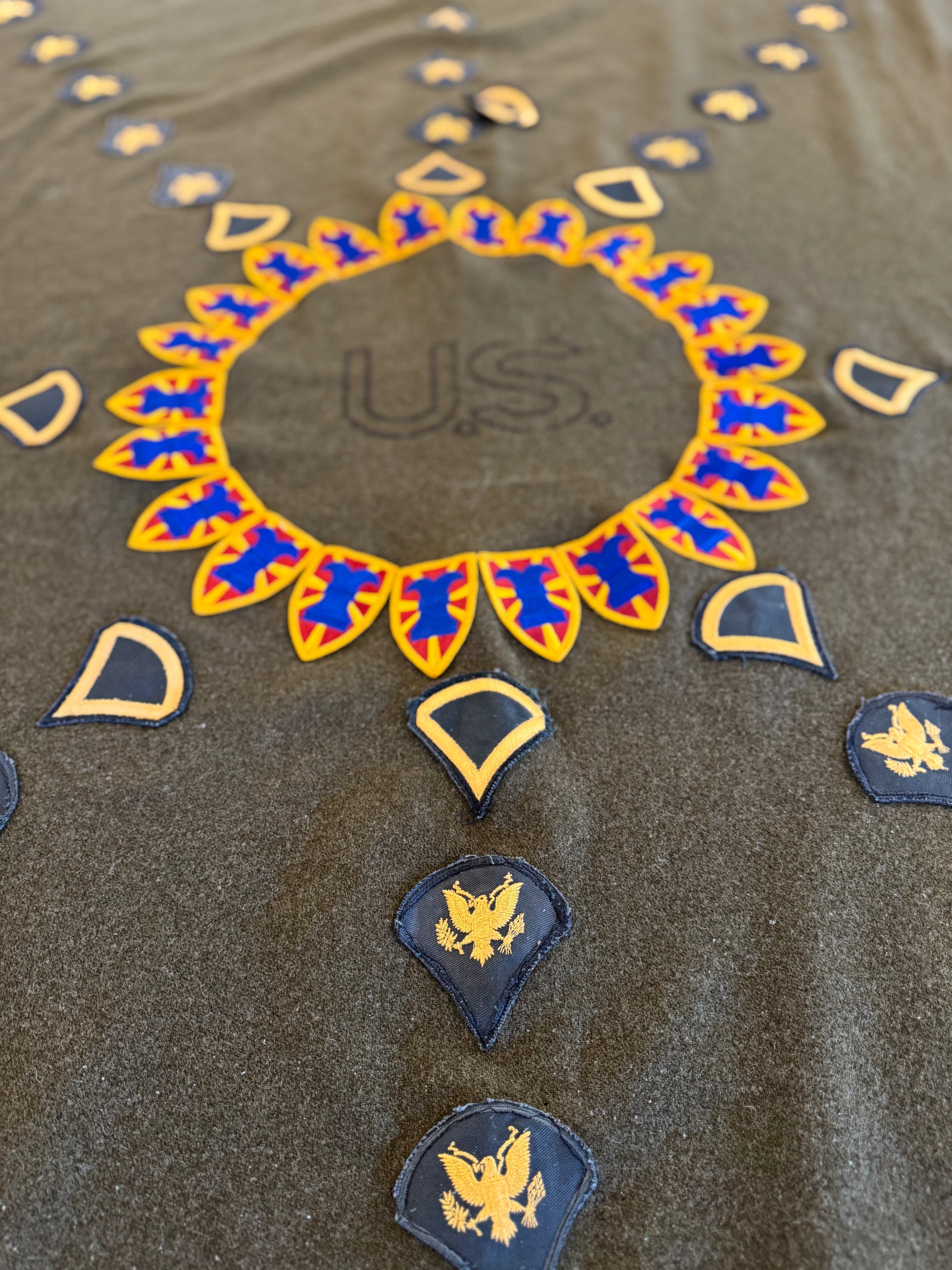 Army Blanket with Patches