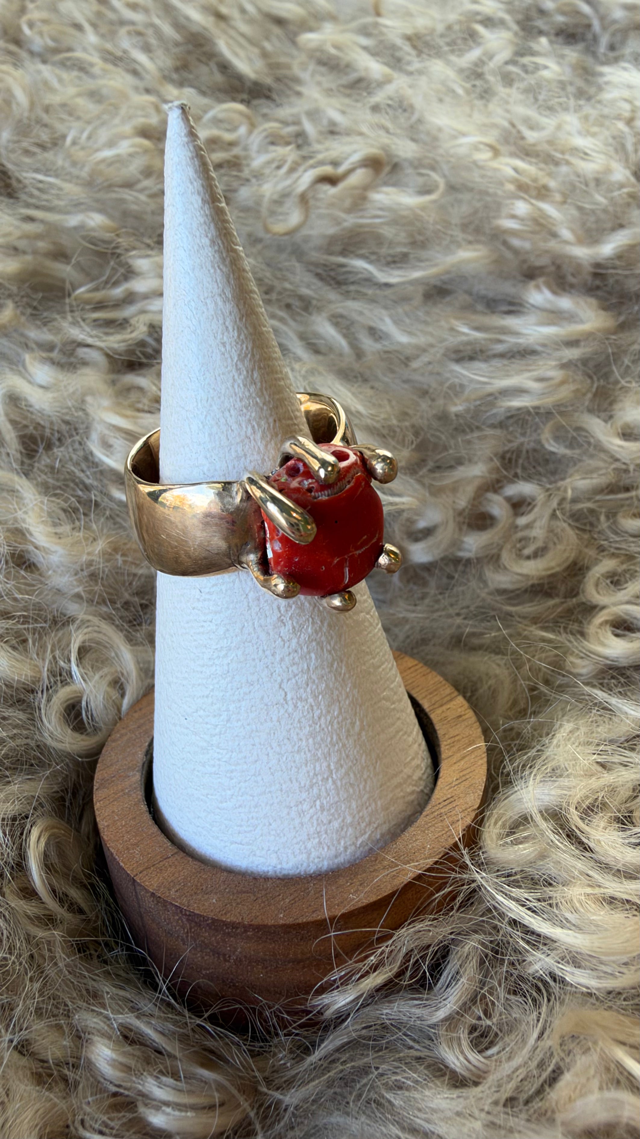 Single Coral Bronze Ring by Carina Schott