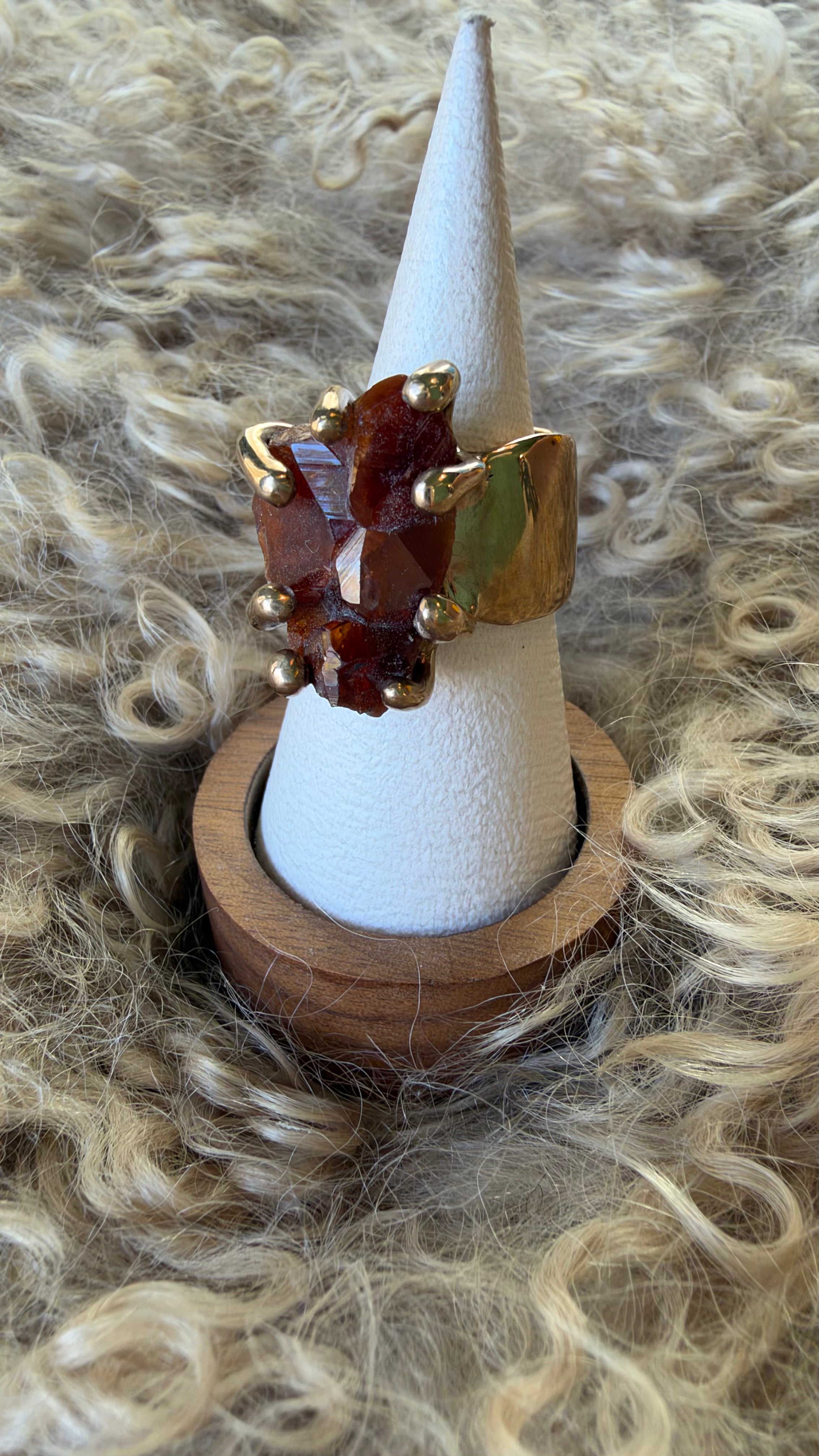 Hessonite Garnet Cluster Bronze Ring by Carina Schott
