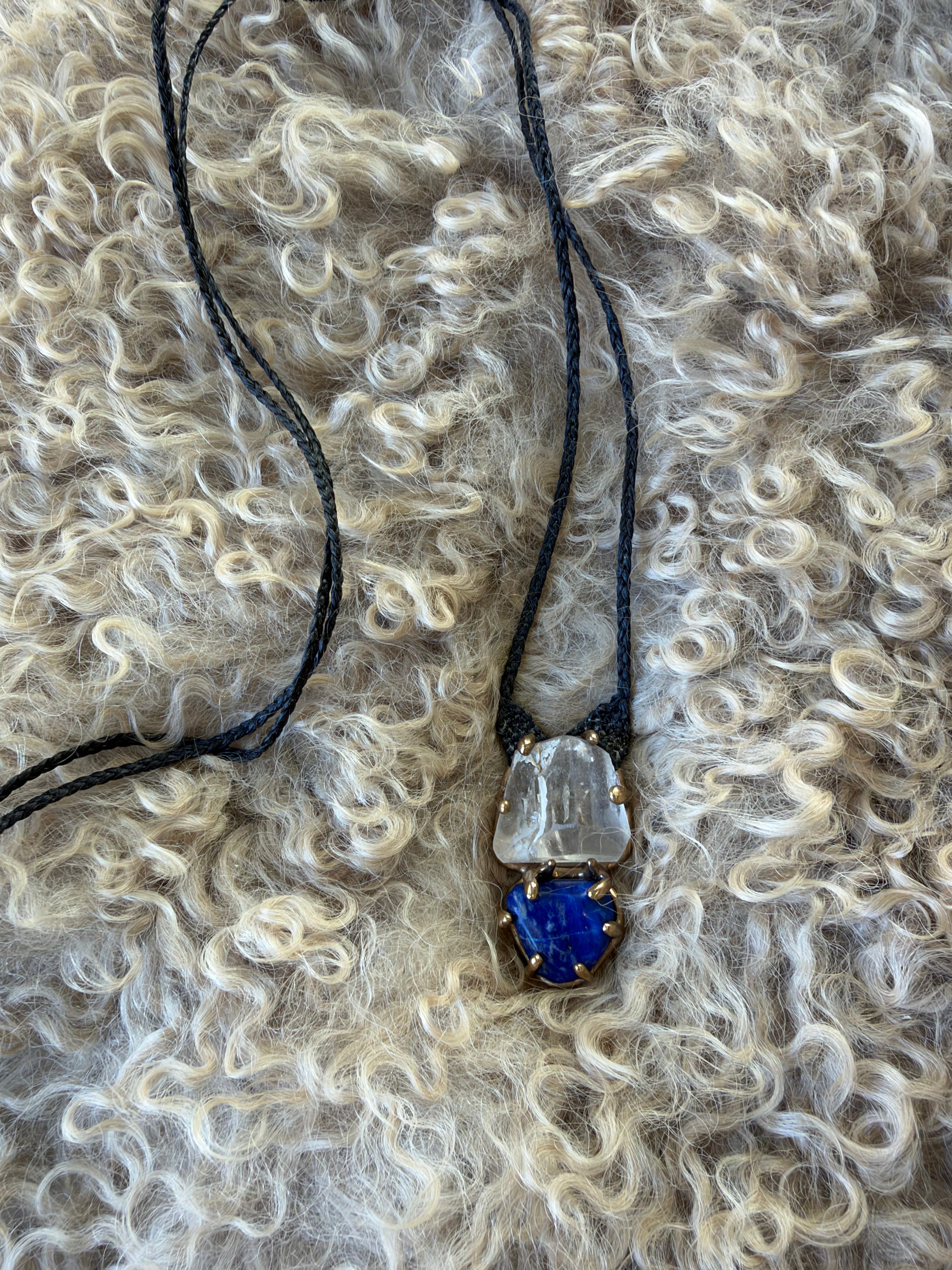 Lapis & Topaz Bronze Set Necklace by Carina Schott
