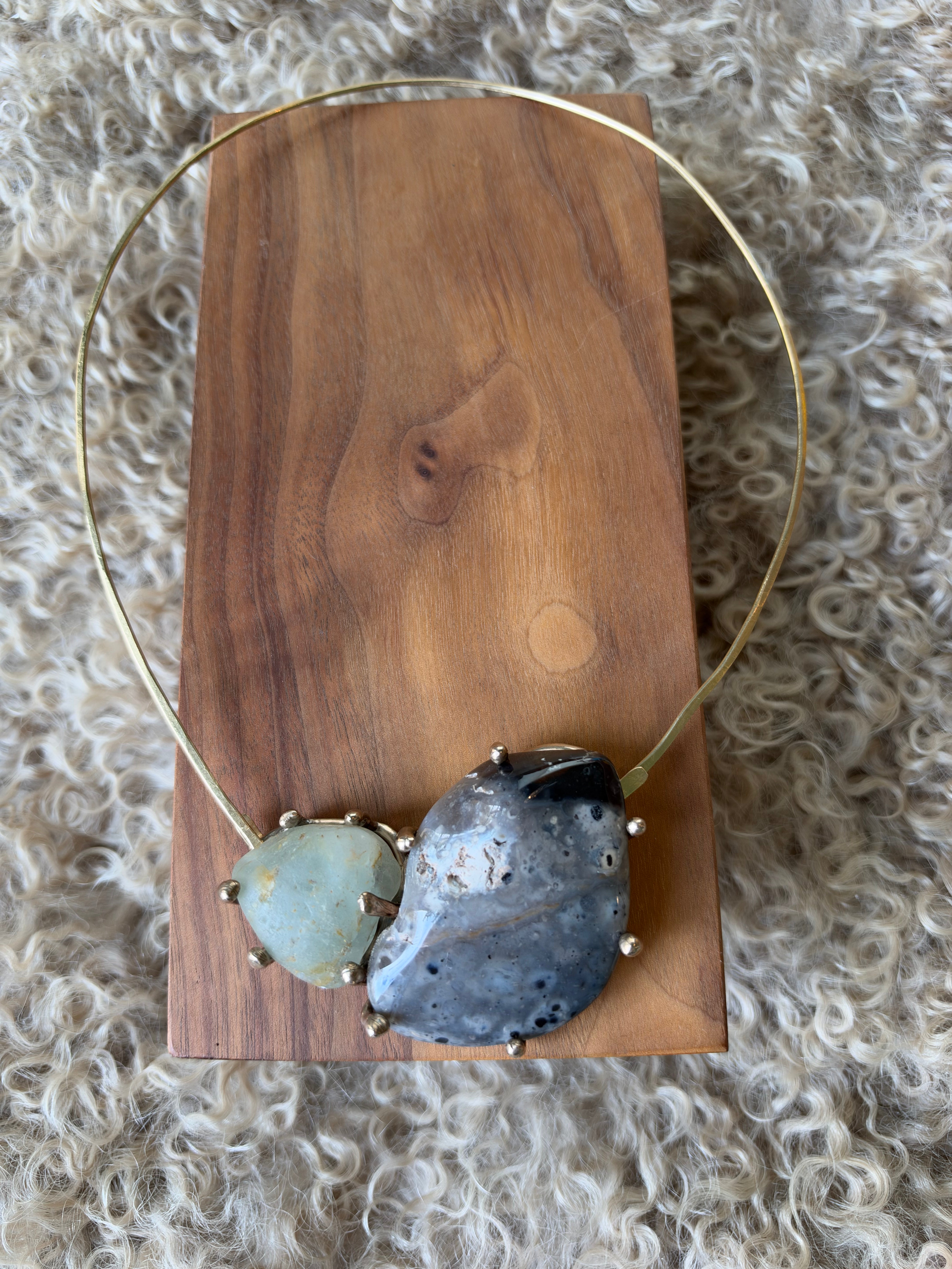 Montana Agate & River Polished Topaz Collar Necklace by Carina Schott