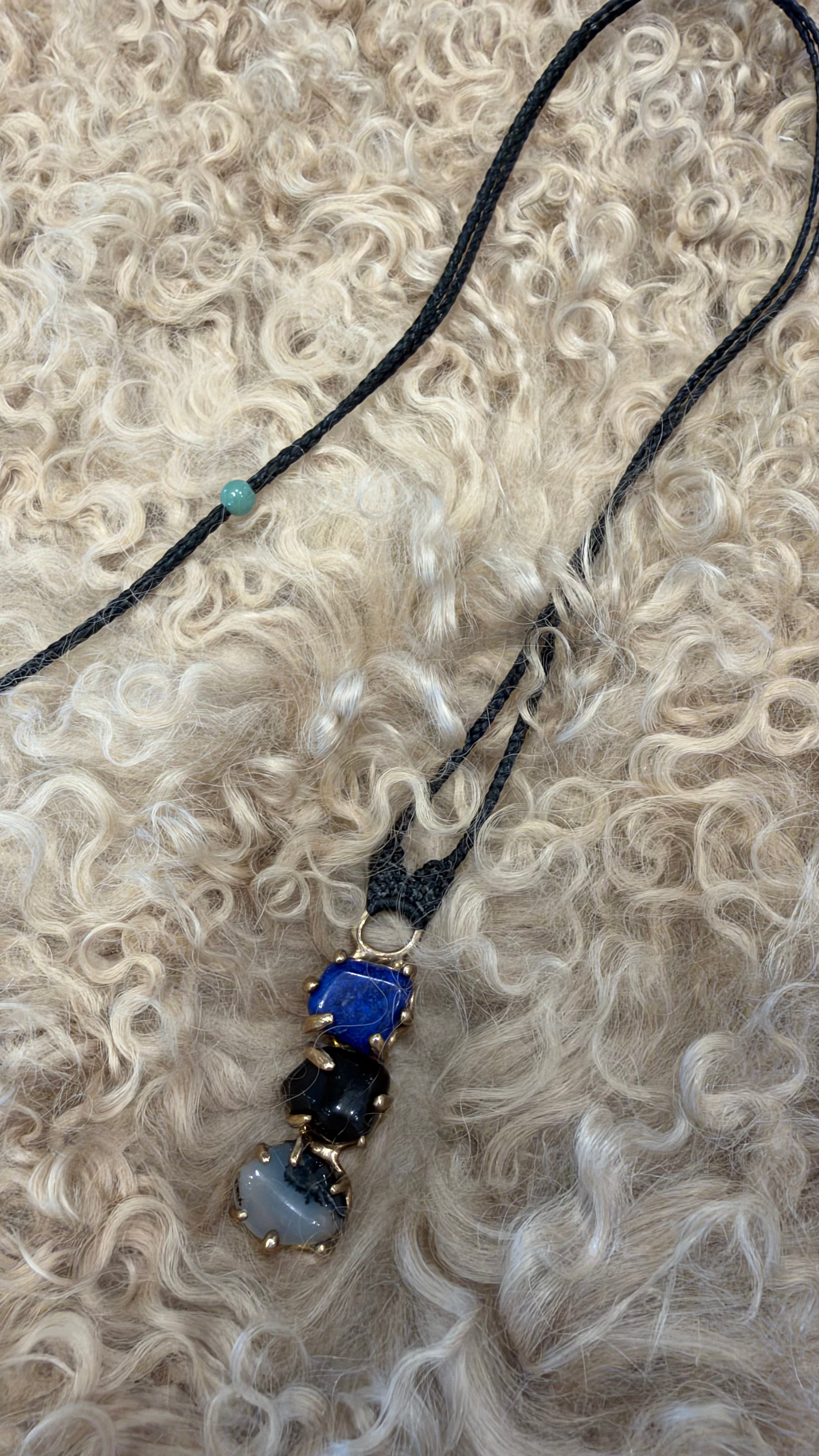 Lapis Lazuli, Apache Tear, Montana Agate Necklace by Carina Schott