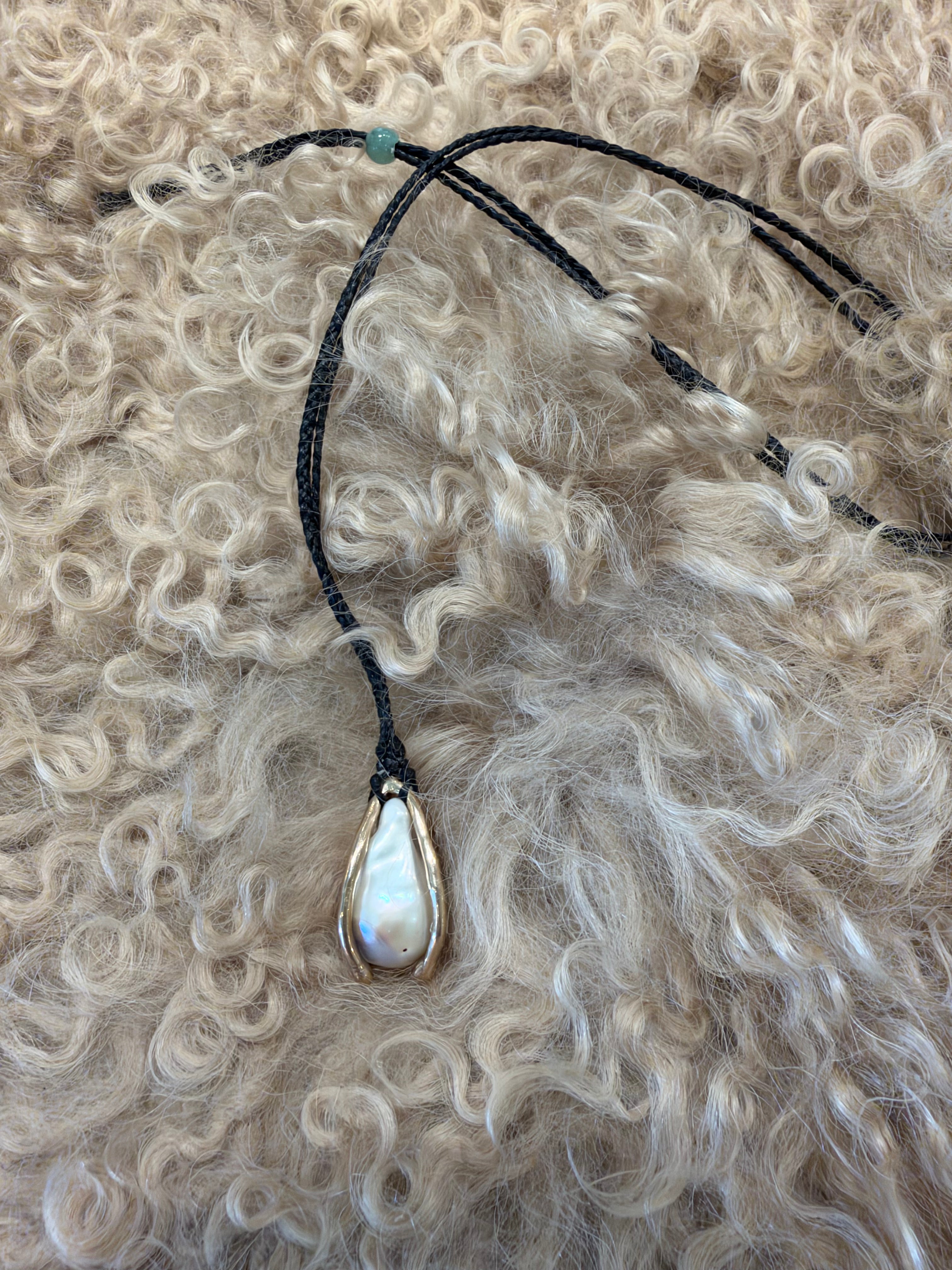 Pearl  Bronze Caged Necklace by Carina Schott