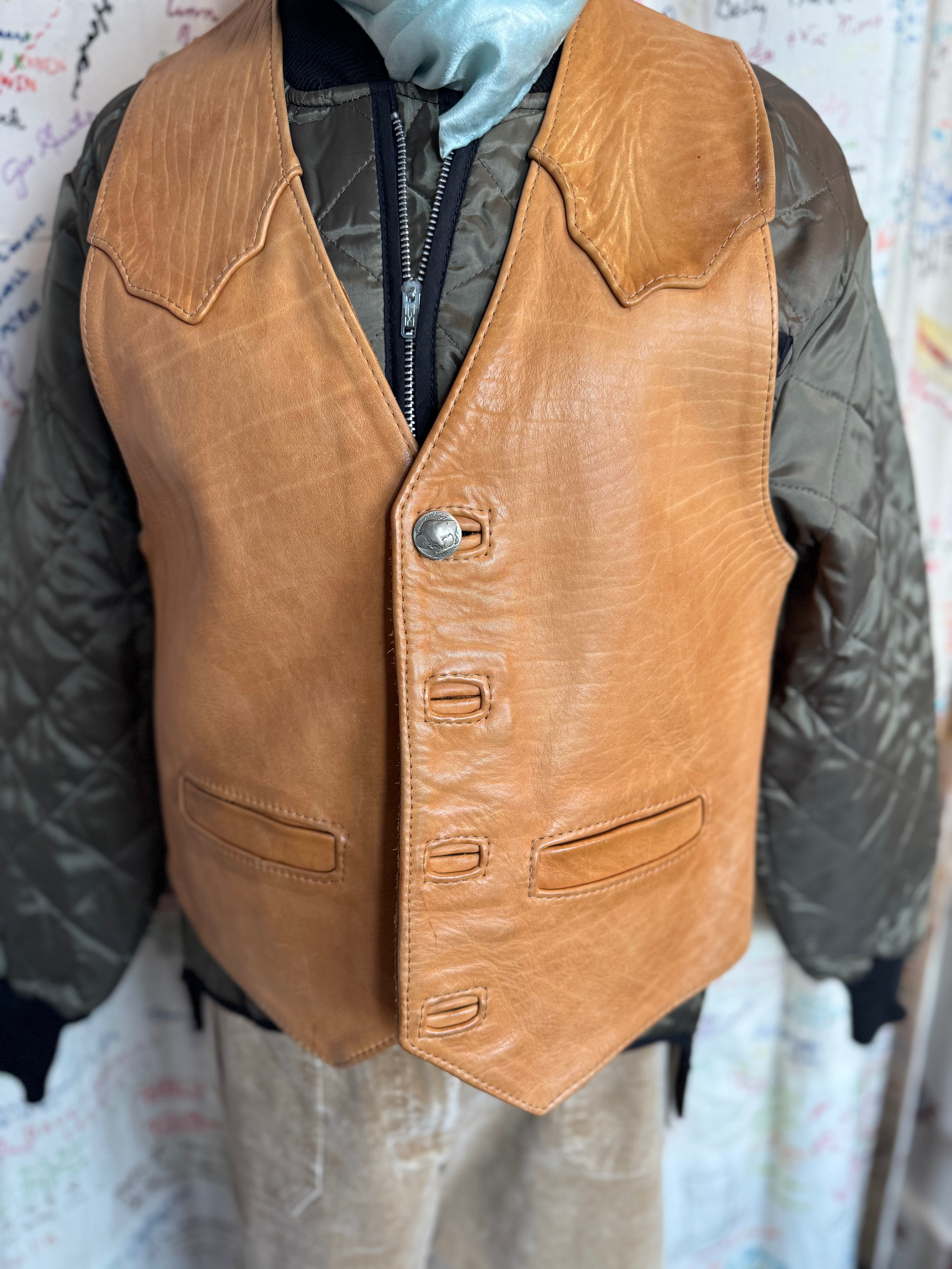 esc. Leather Vest + US Buffalo Nickels