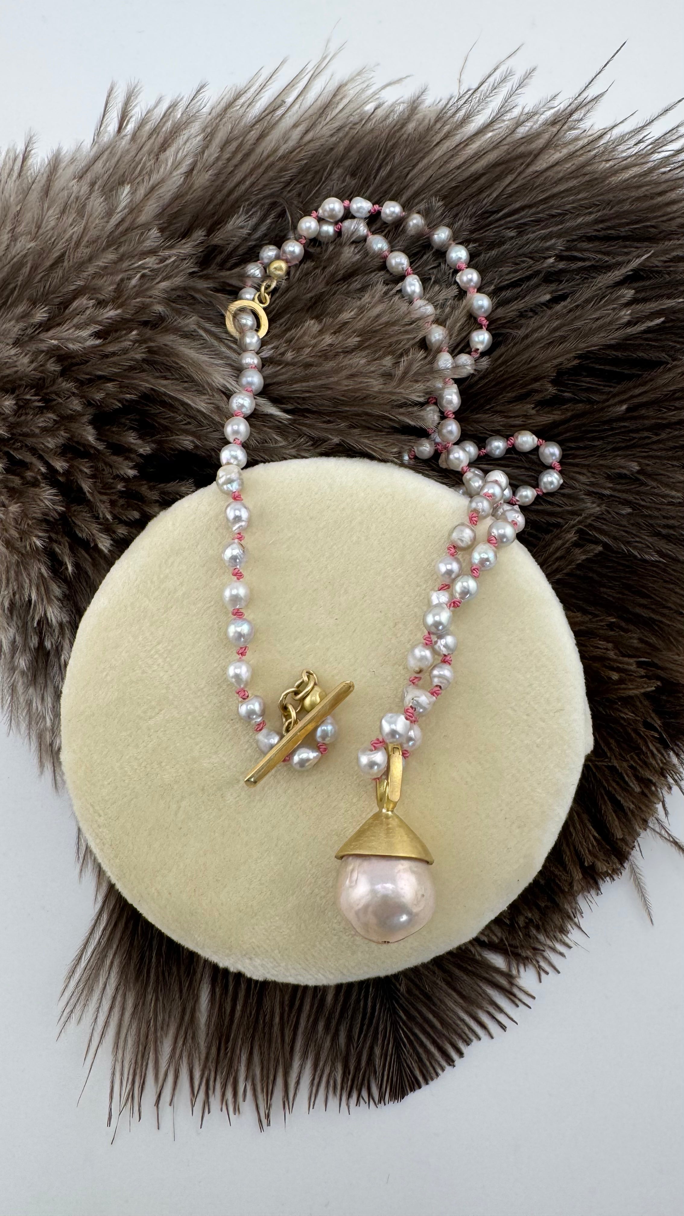 Peachy Pink Pearl Drop Charm by Carla Morrison