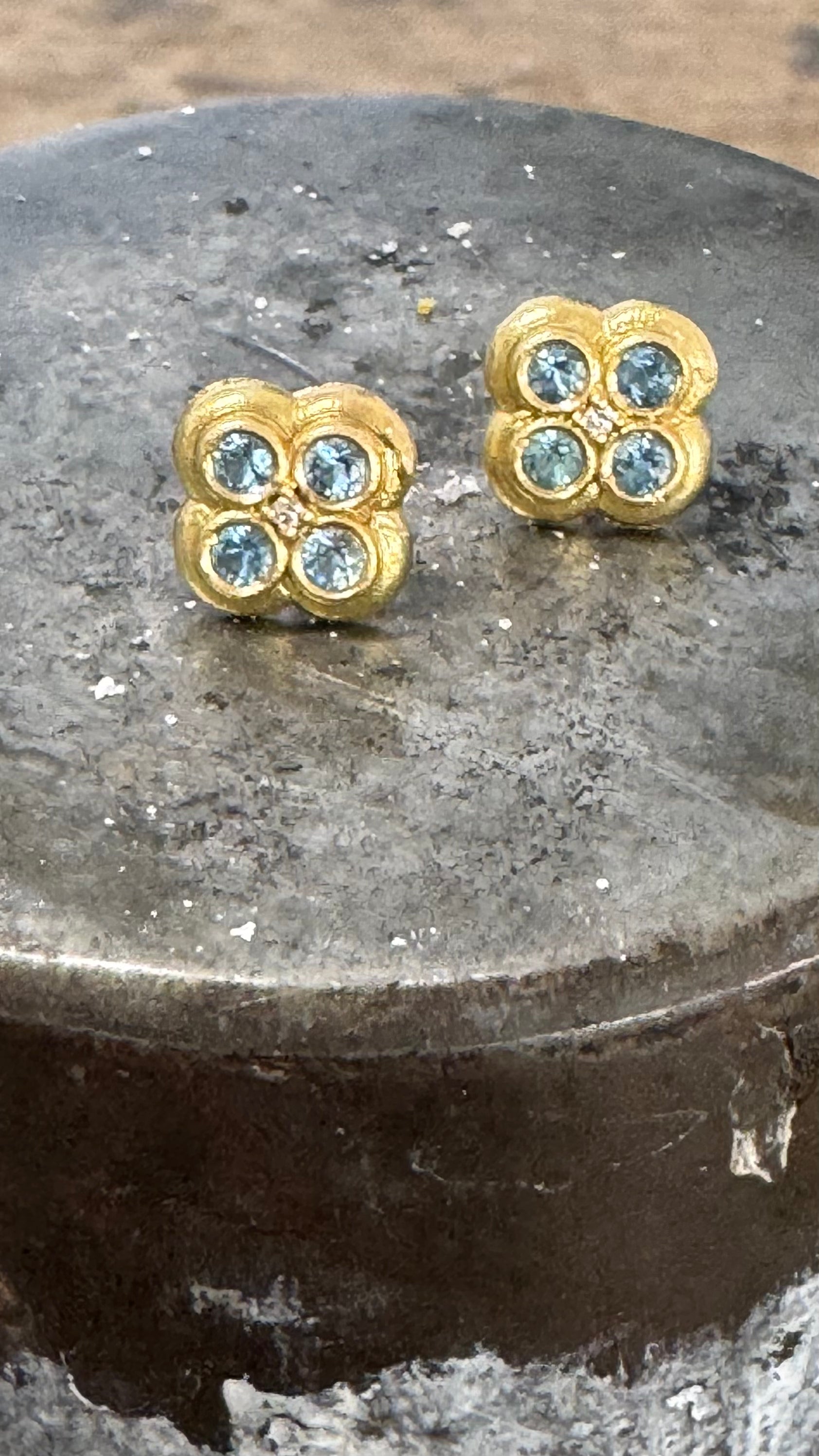 Aqua + Diamond Quad Earrings by Carla Morrison