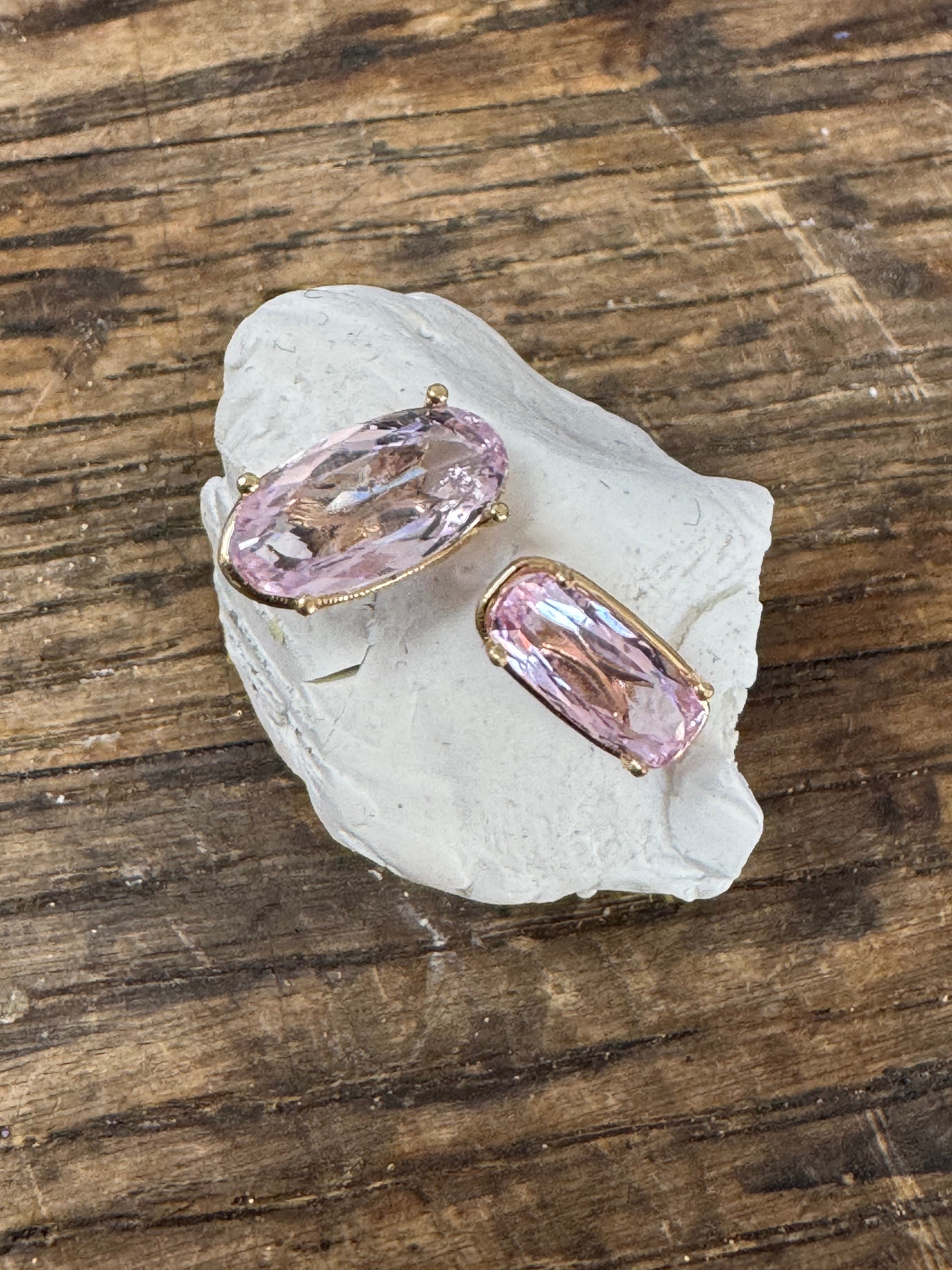 Cushioned Oval Pink Topaz Large Single Stud by Carla Morrison