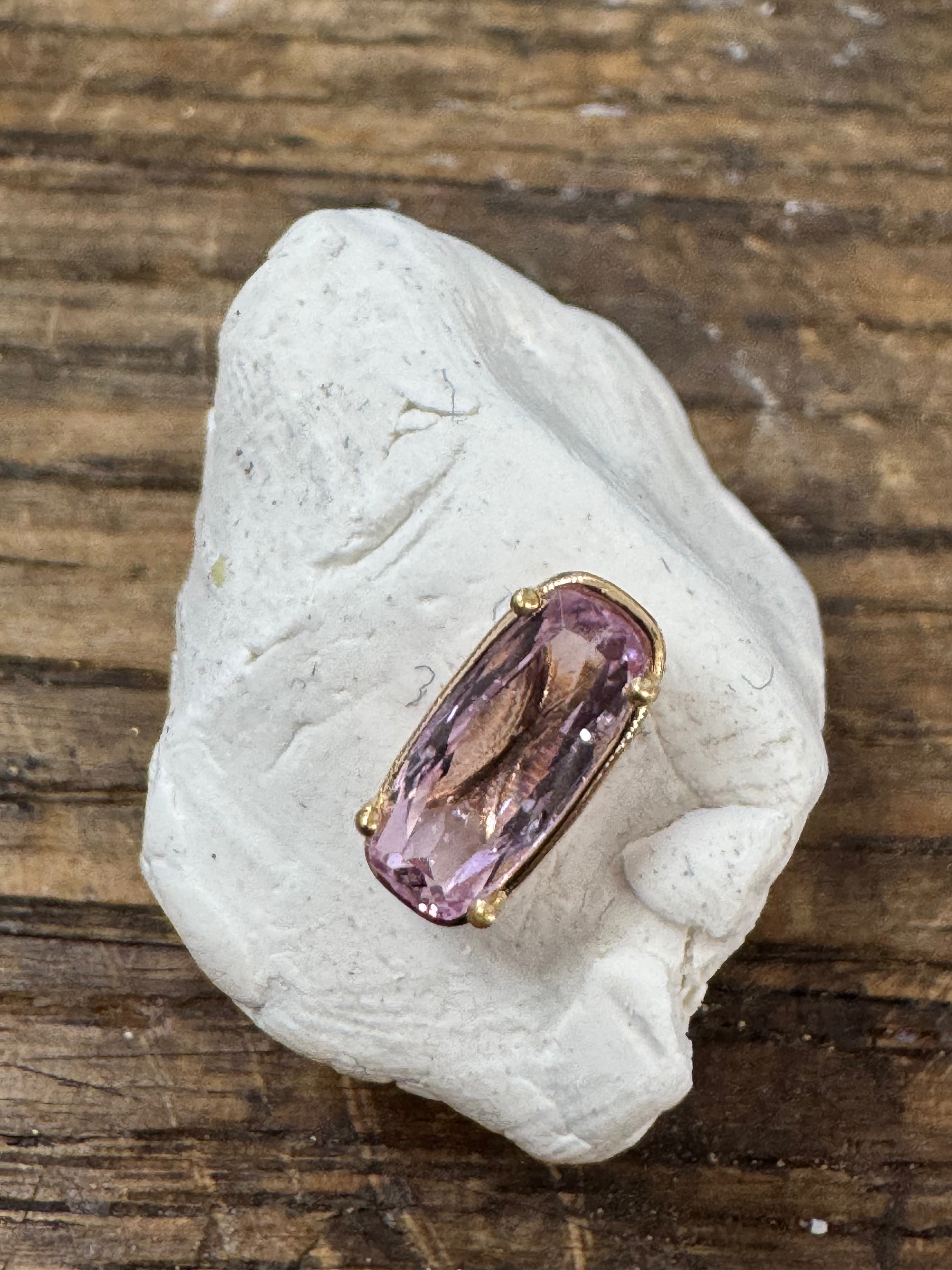 Cushioned Oval Pink Topaz Medium Single Stud by Carla Morrison