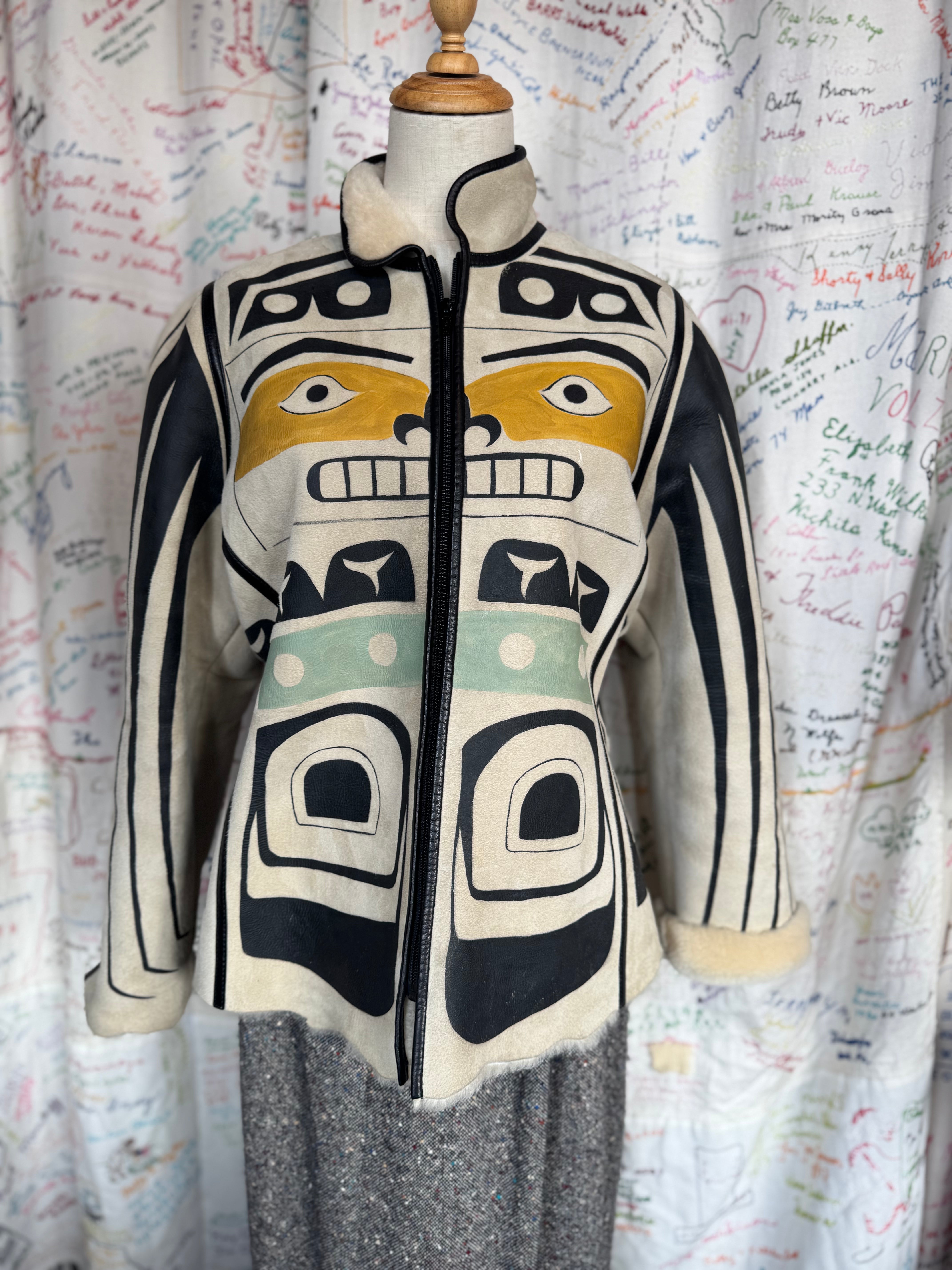 Handpainted Inuit Shearling Jacket
