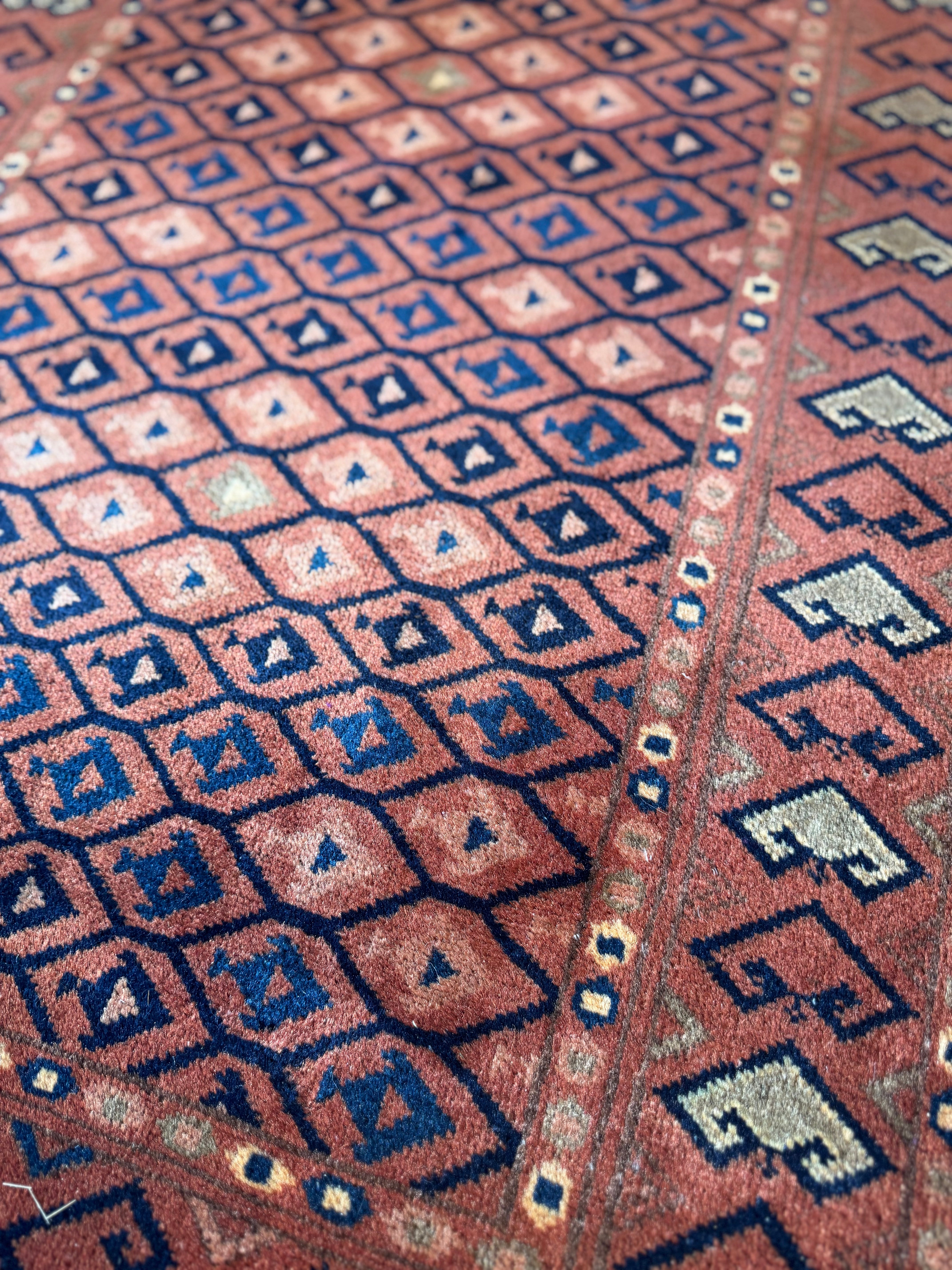 Turkish Wool + Silk Ushak Orange Runner 3'x9'