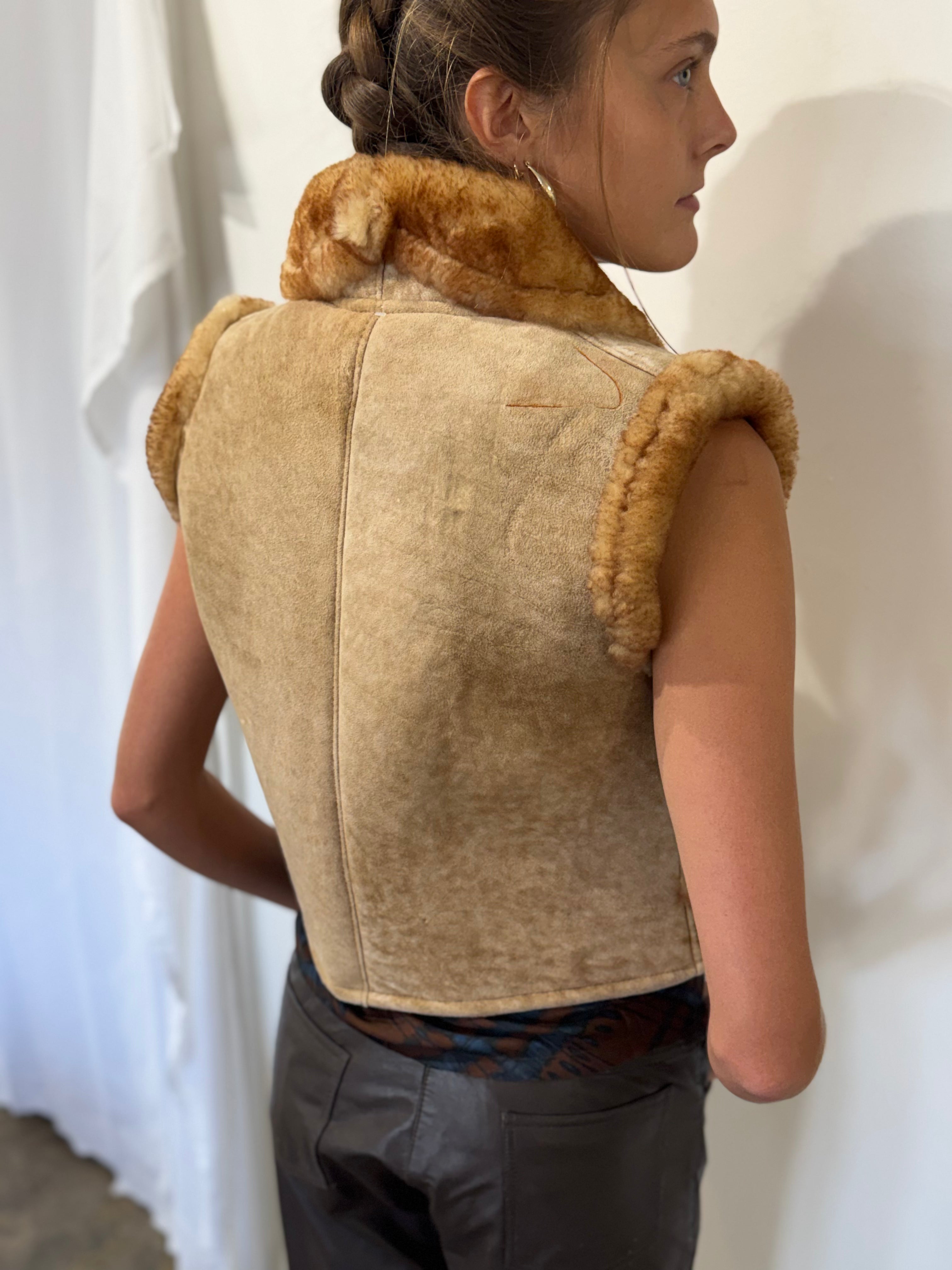 Shearling Vest + Antler Buttons