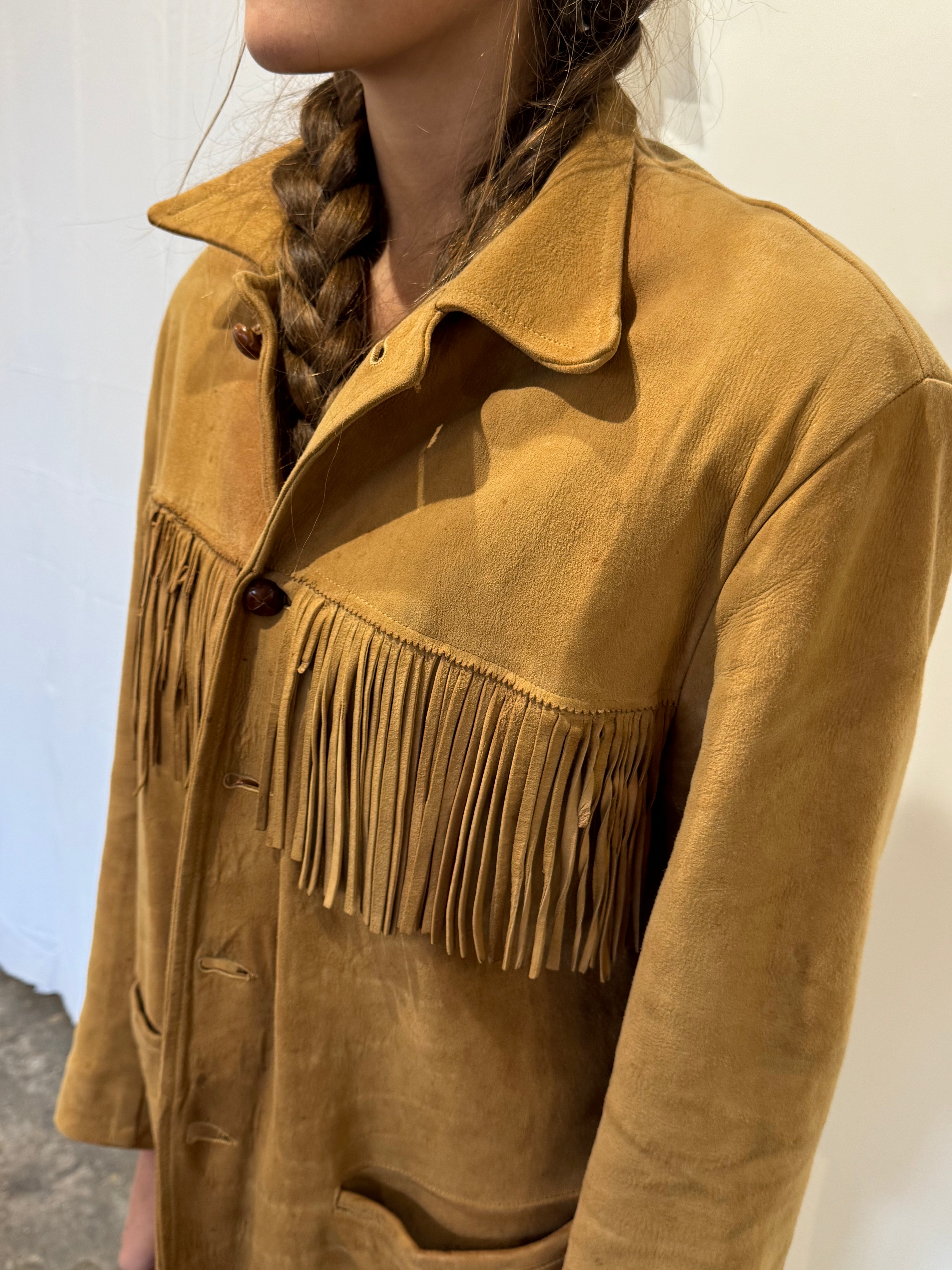 Pioneer Wear Buckskin Fringe Jacket