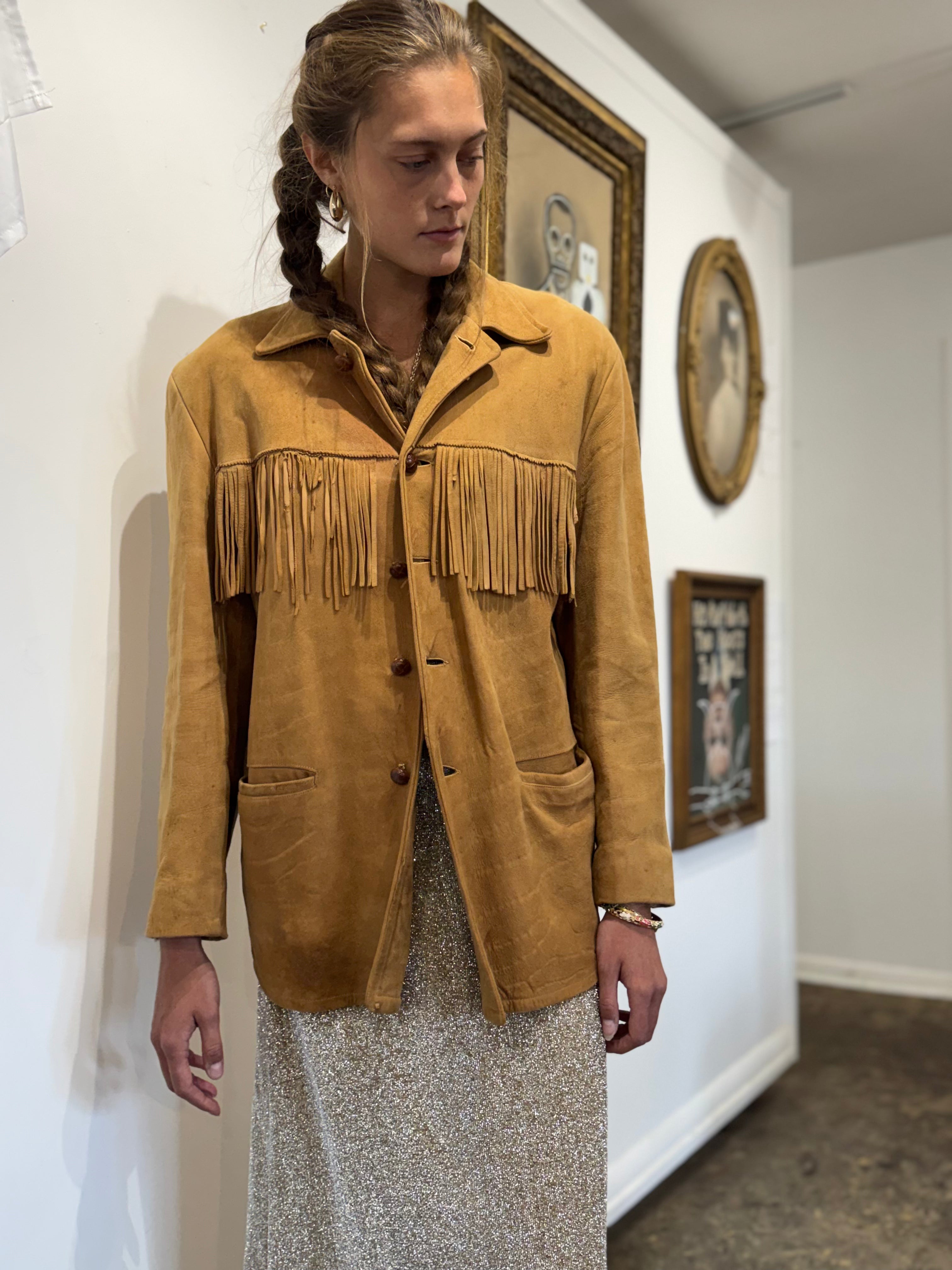 Pioneer Wear Buckskin Fringe Jacket