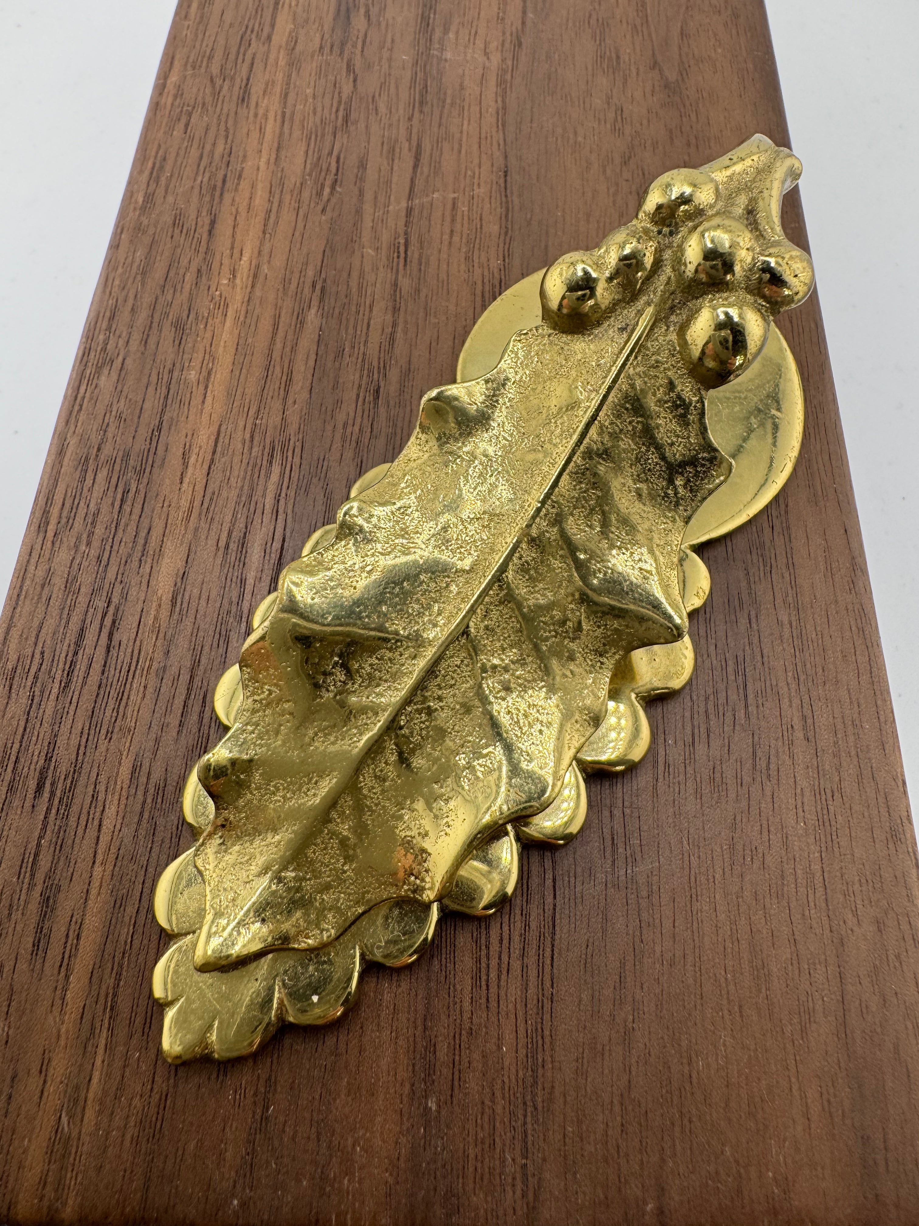 Vintage Brass Holly Note Holder