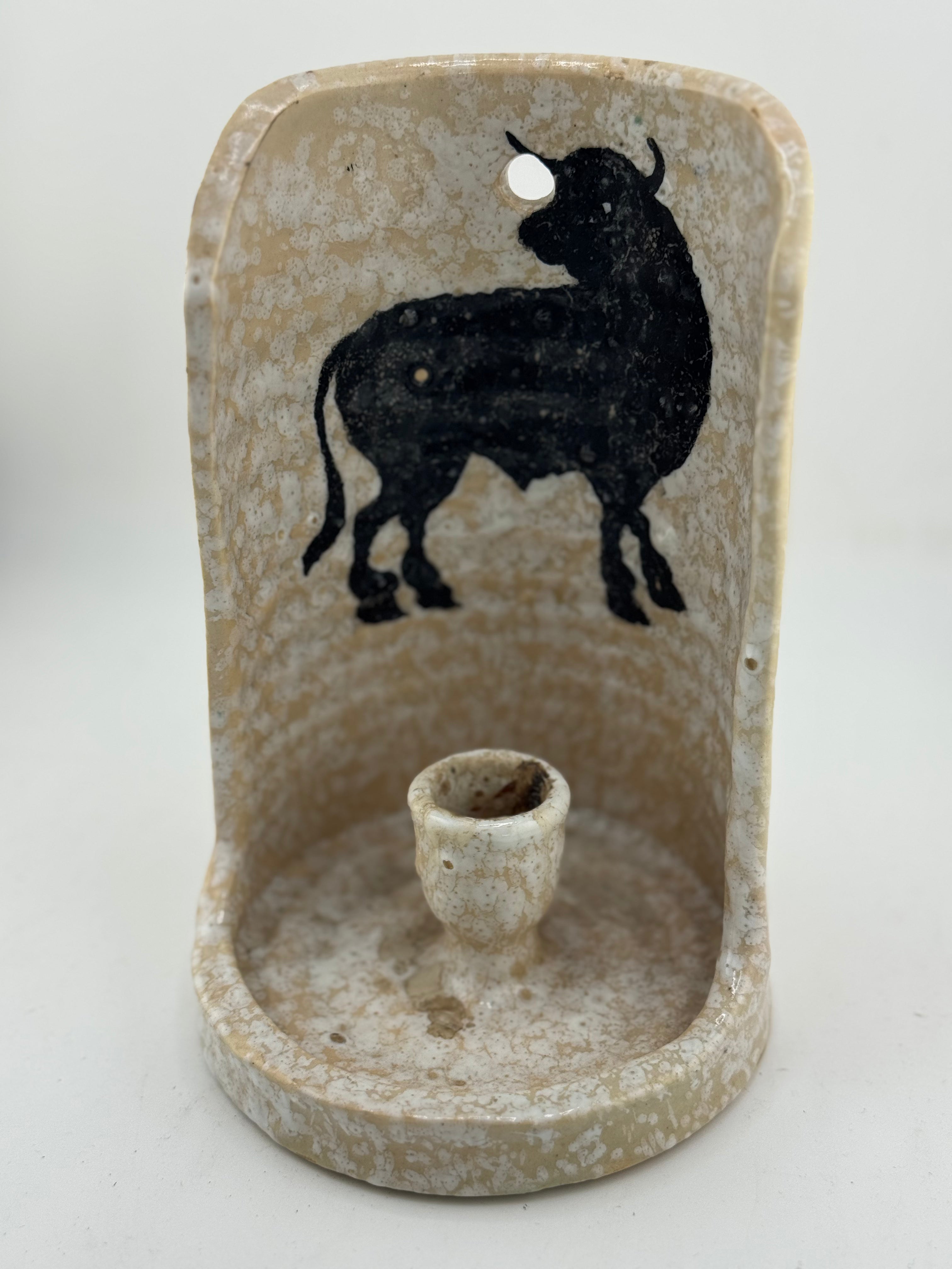 MCM Hand painted Bull Candle Holder