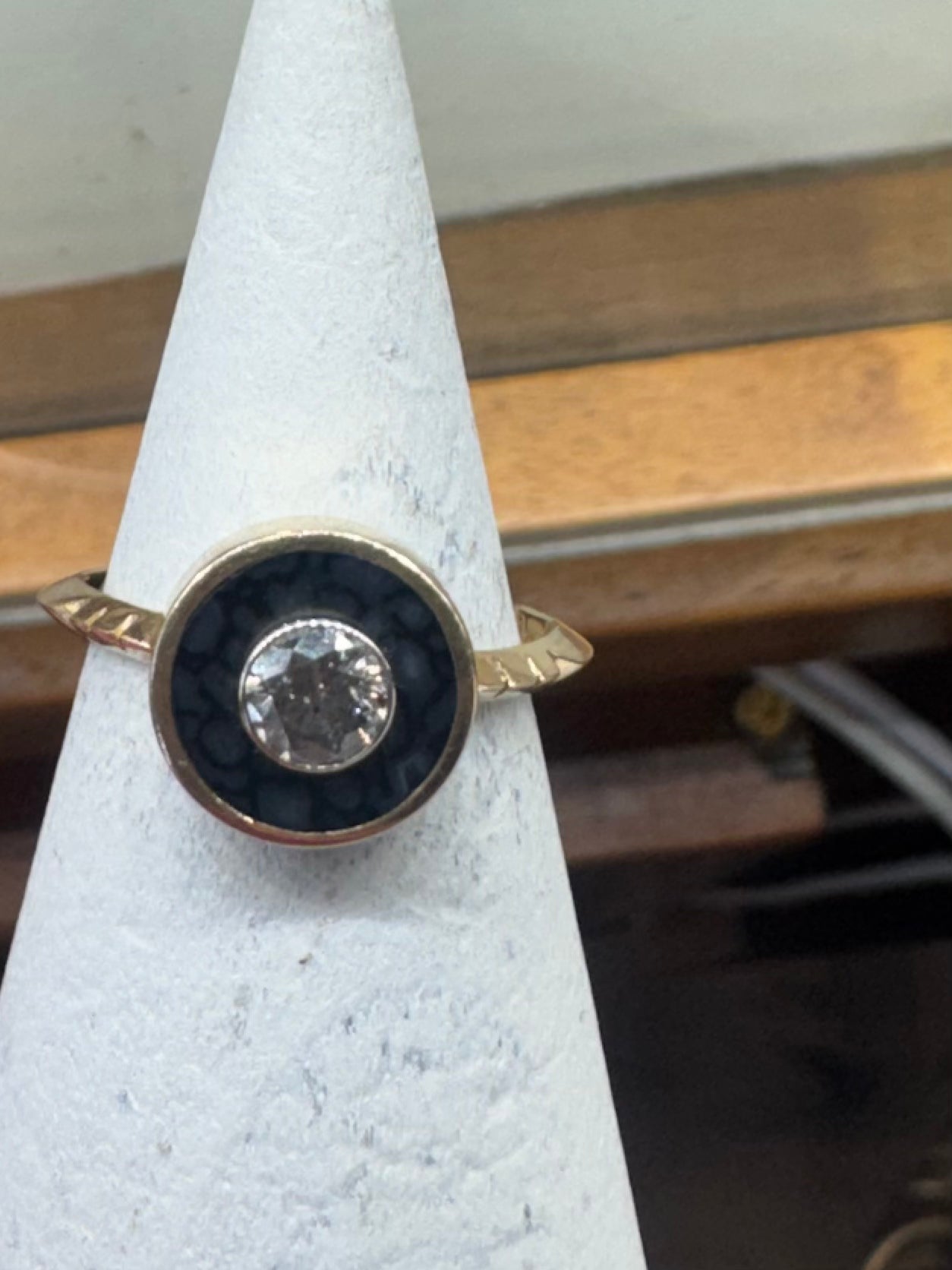 Diamond + Fossilized Dinosaur Bone CERCLEN RING by Young In the Mountains