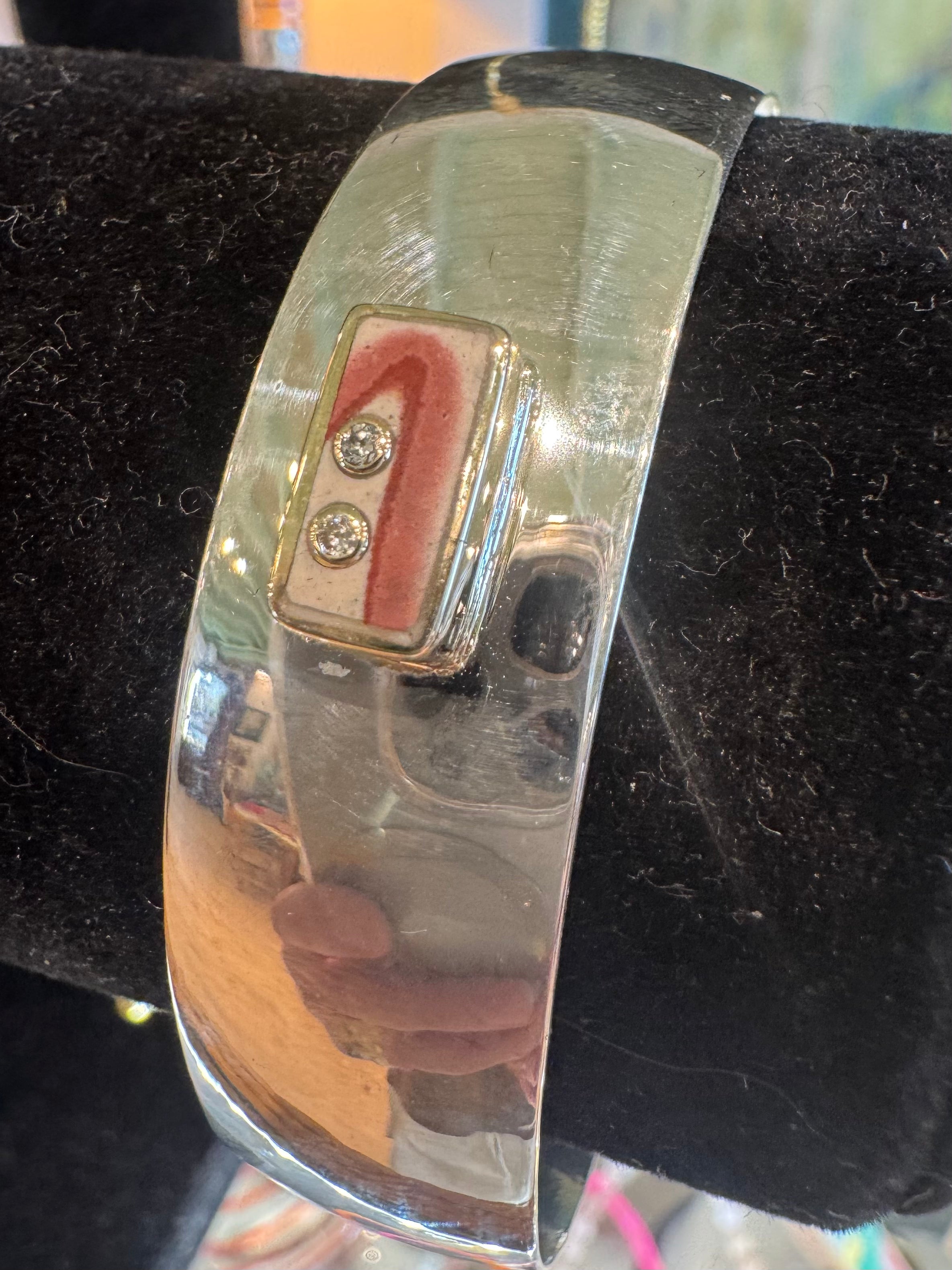 Wonderstone + Diamond Silver Cuff by Young In The Mountains