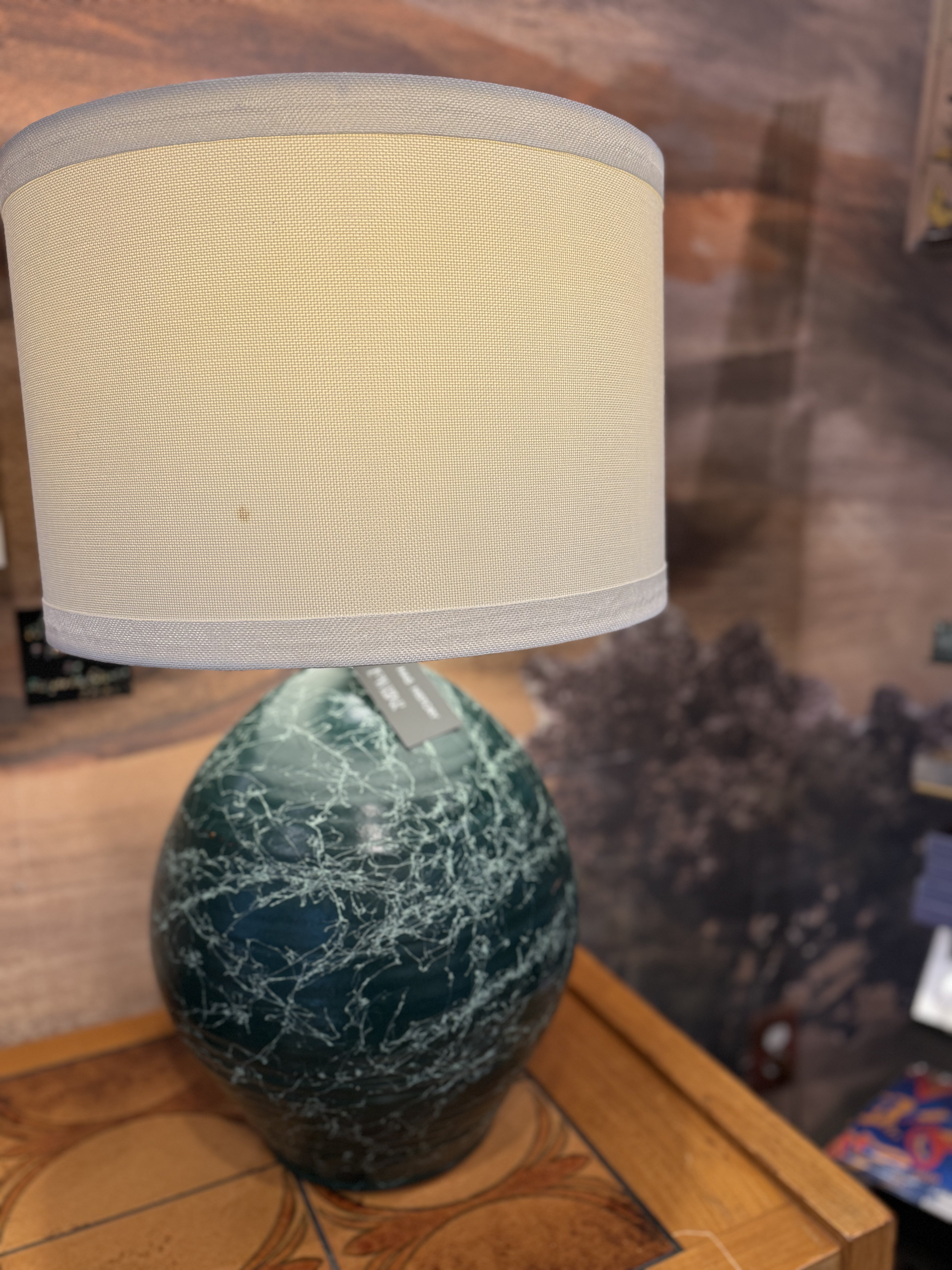 MCM Ceramic Green Splatter Lamp