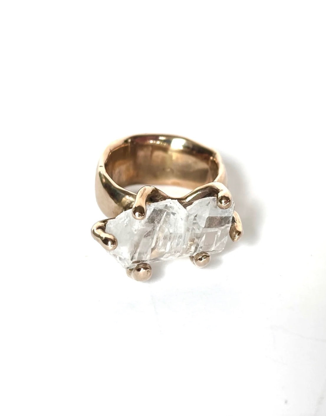 Faden Quartz + Bronze Claw Ring by Carina Schott