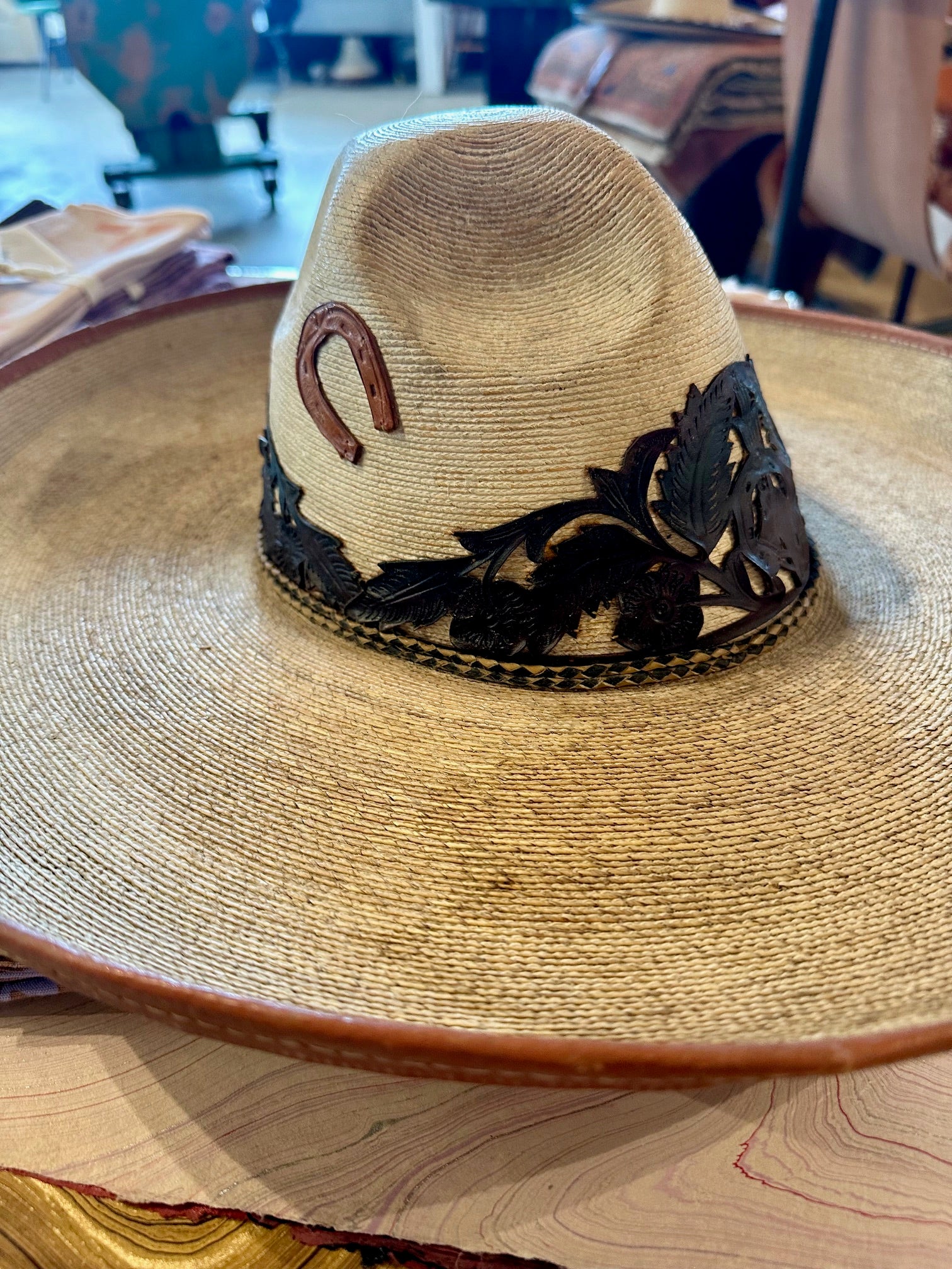 Early 1930's Sombrero with Carved Leather Band