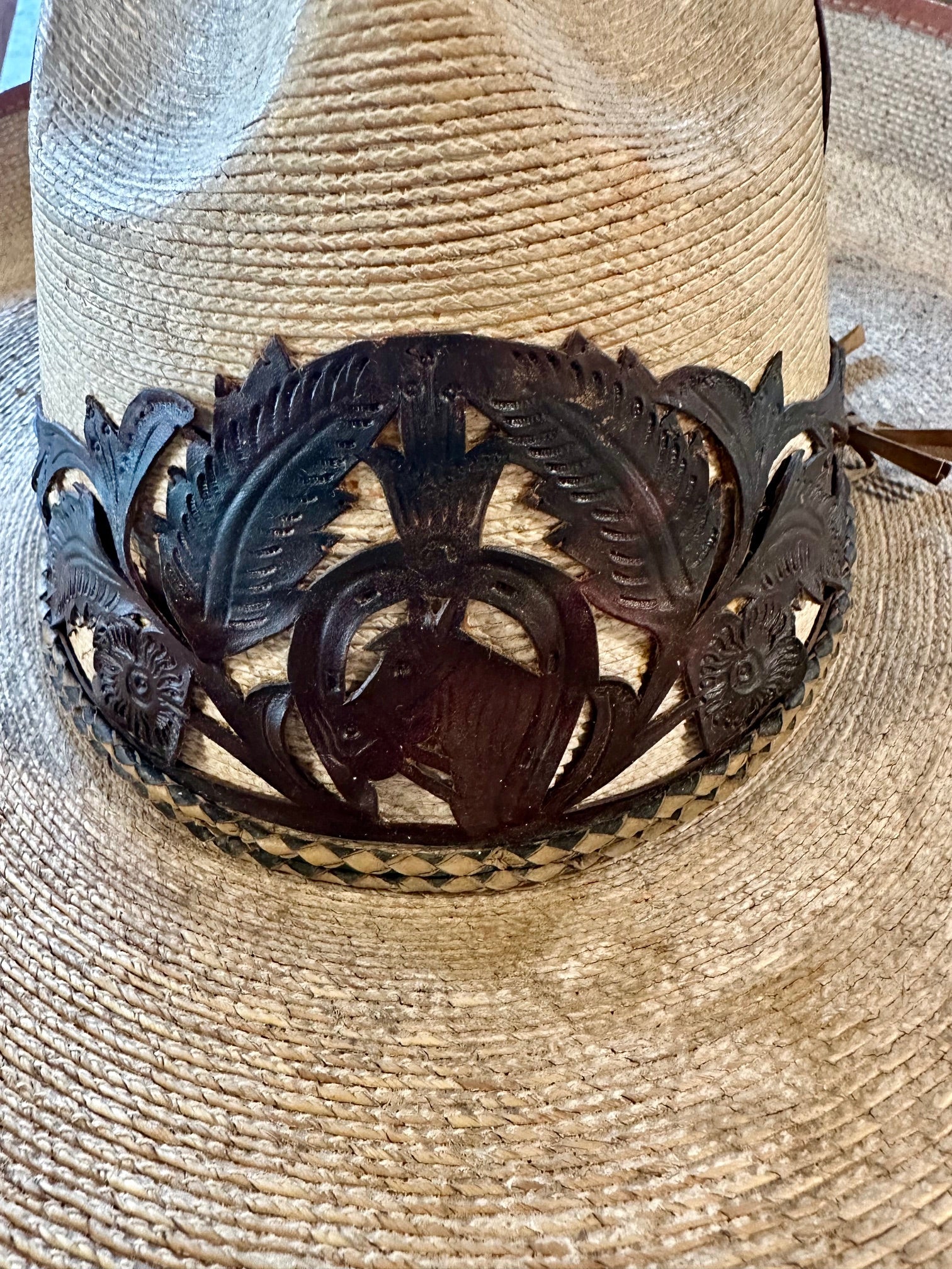 Early 1930's Sombrero with Carved Leather Band