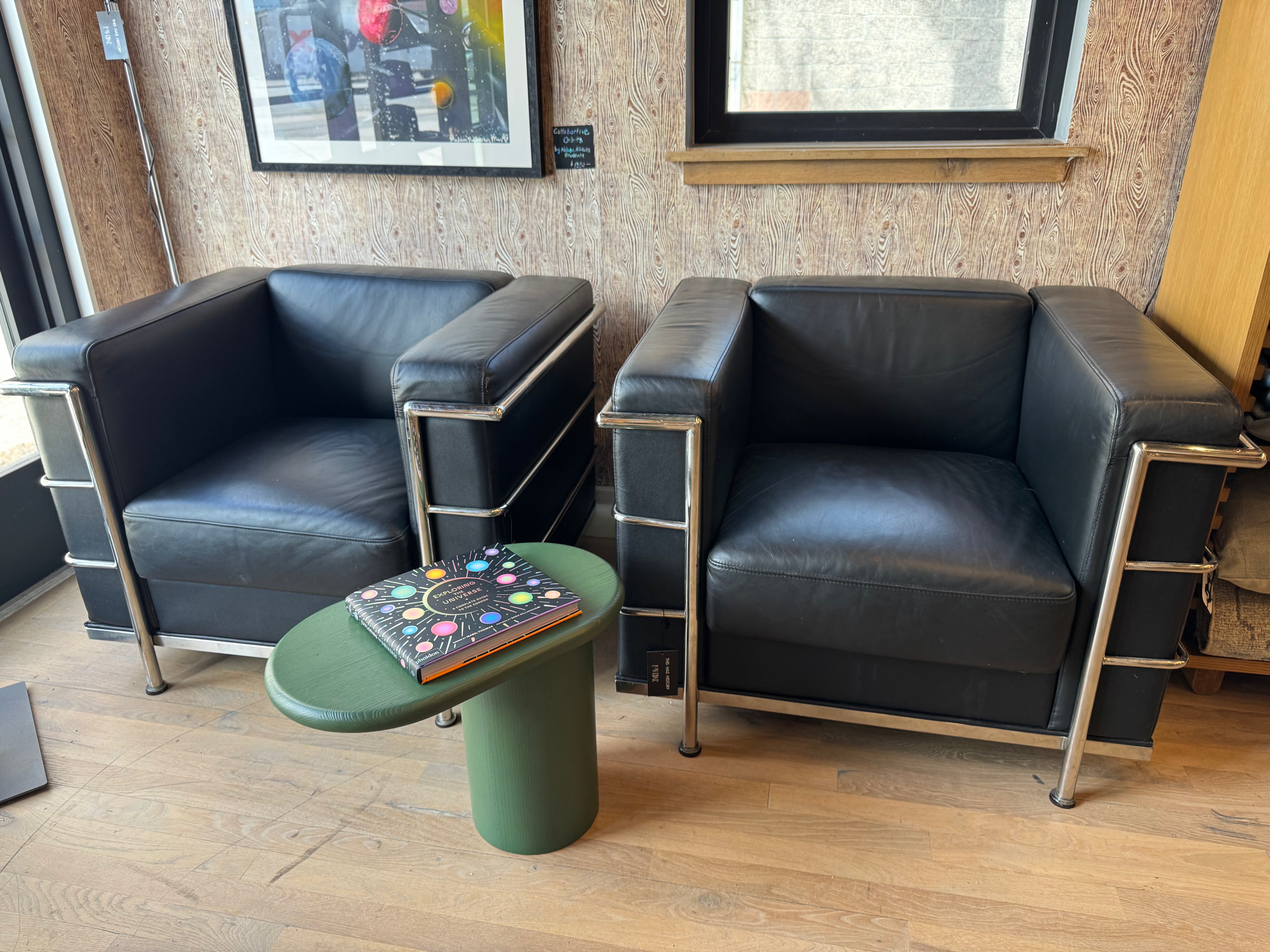 Leather + Chrome Lounge Chair in the Style of Corbusier