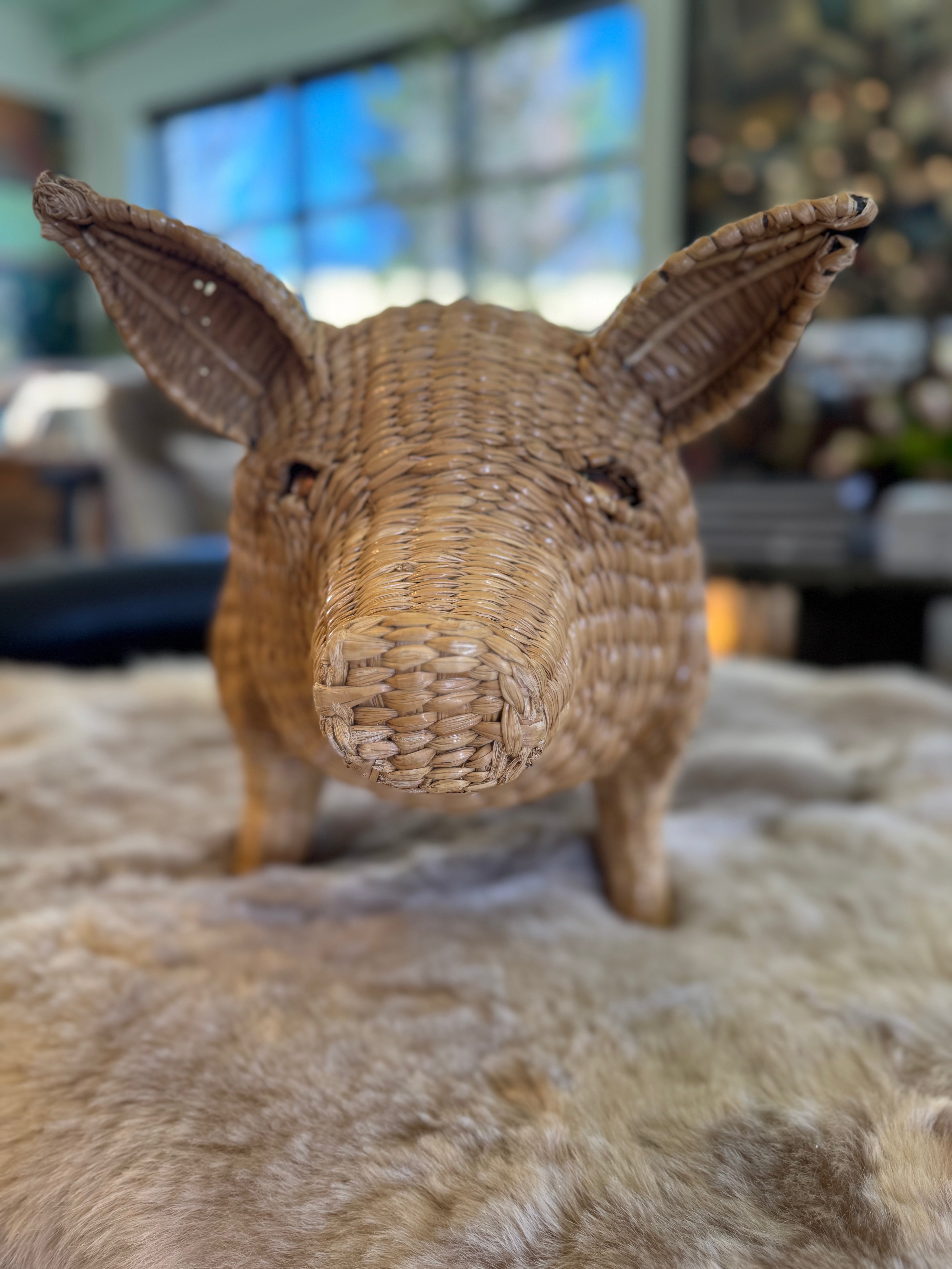 Mario Lopez Torres Wicker Pig Sculpture