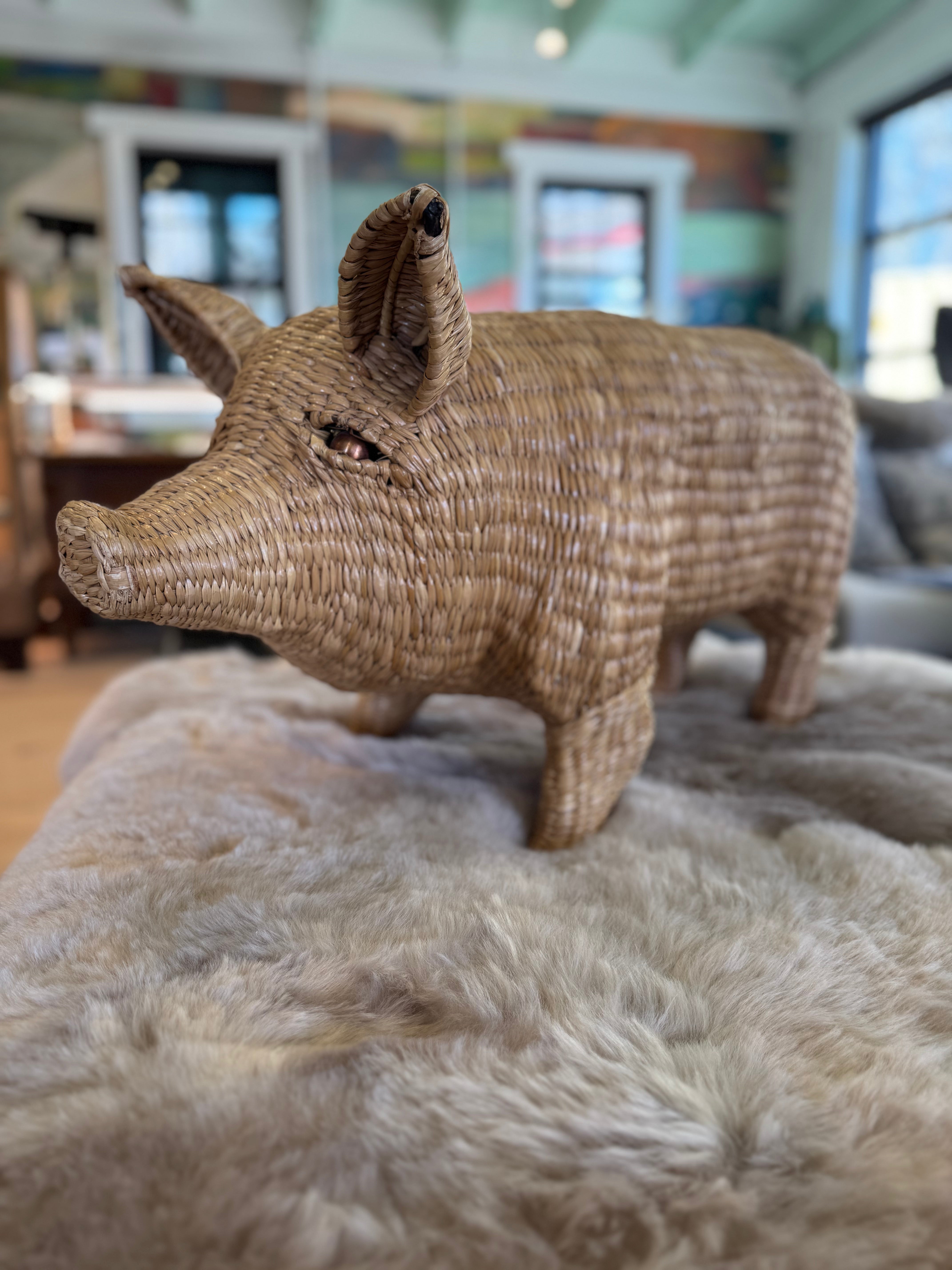 Mario Lopez Torres Wicker Pig Sculpture
