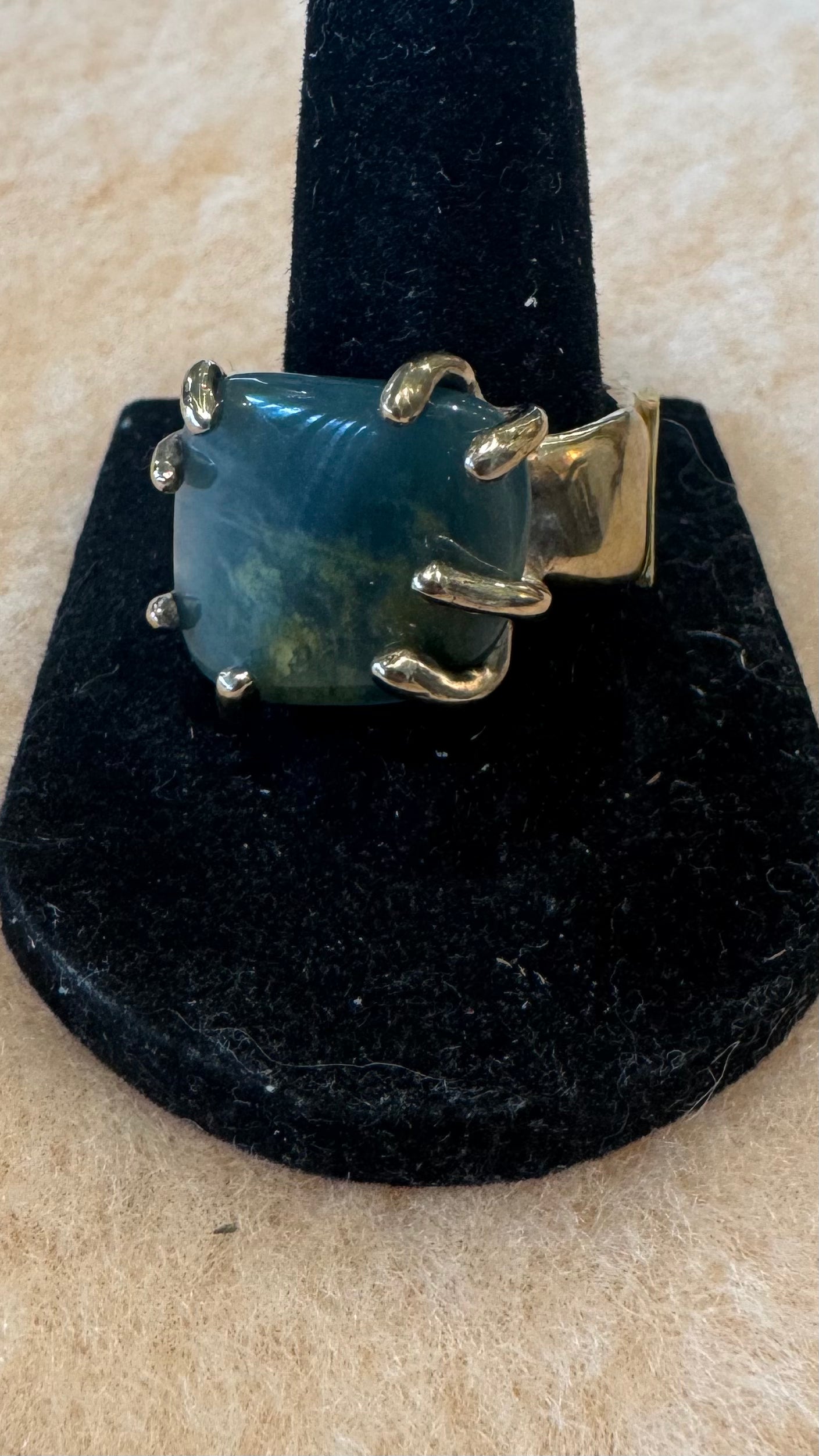 Jade + Bronze Claw Ring by Carina Schott