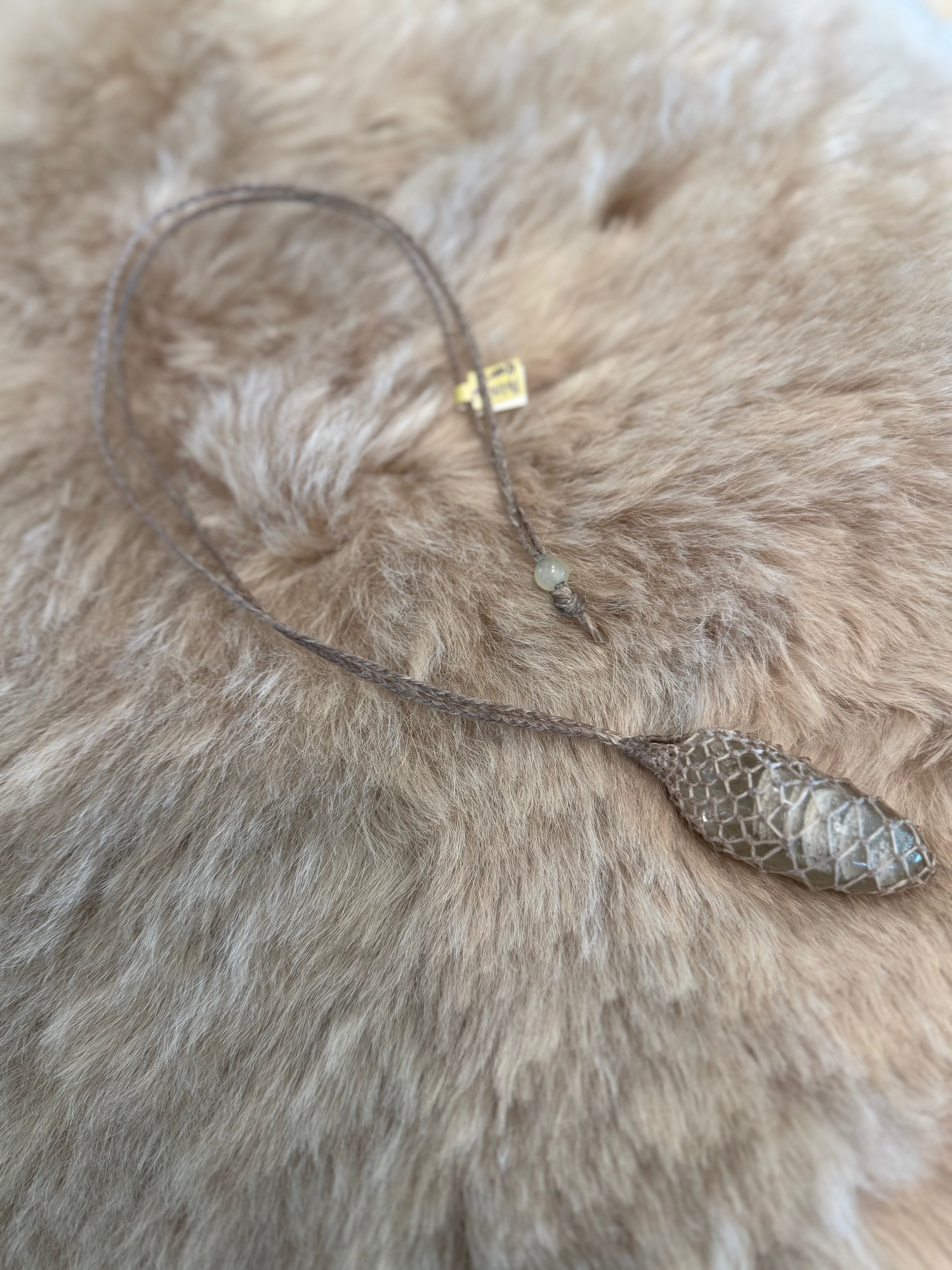 Polished Quartz with Kaolinite Inclusions Necklace by Carina Schott