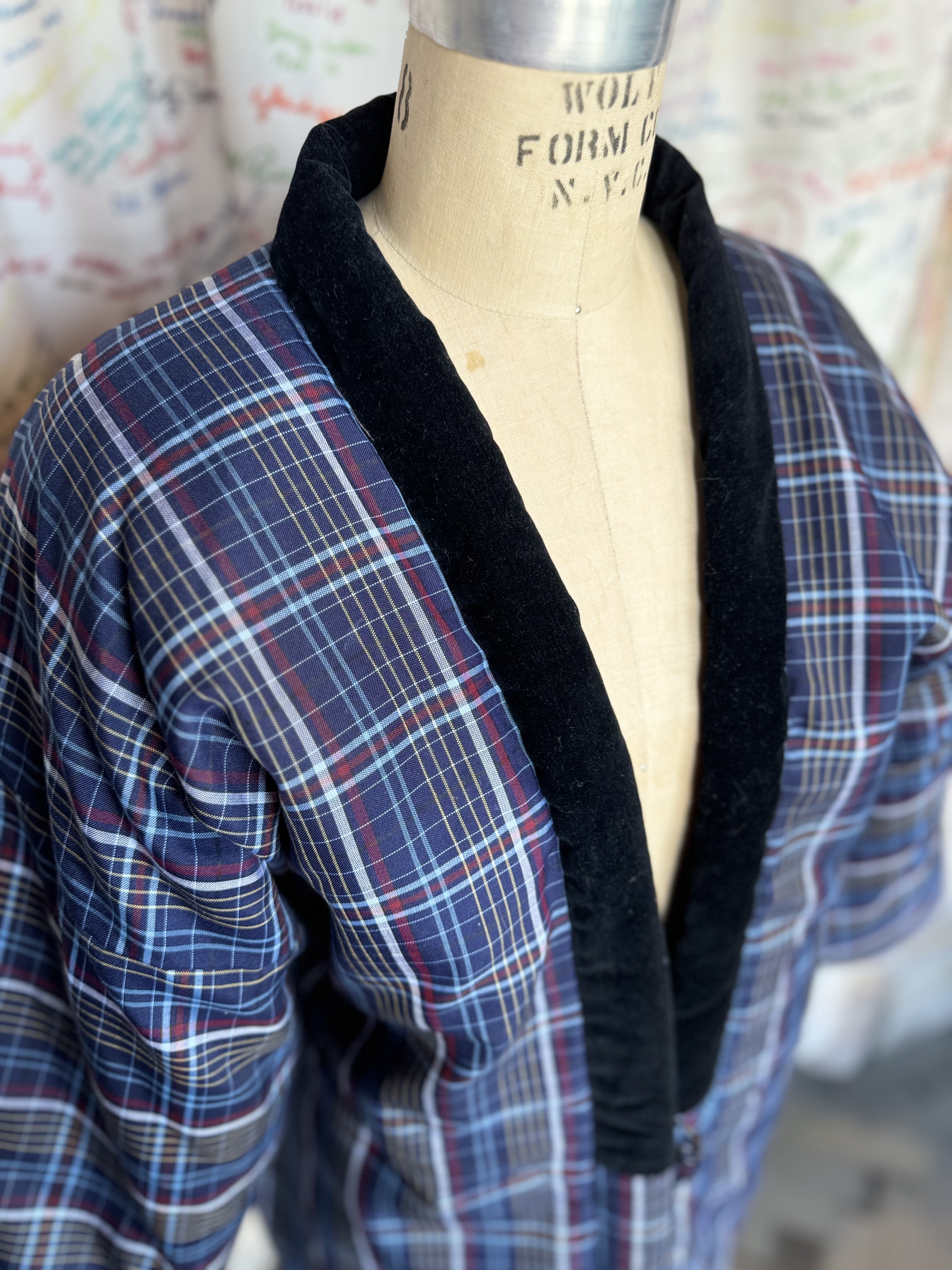 esc. Quilted Cotton Kimono + Velvet Collar