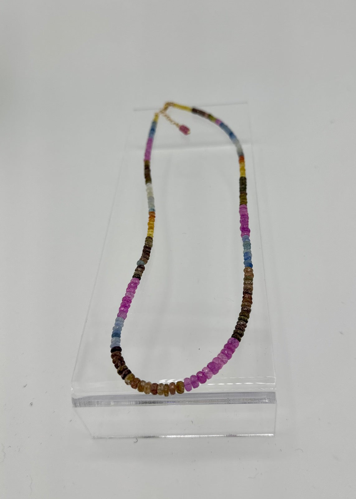 Multi-color Natural Sapphire Necklace w/ 14K clasp