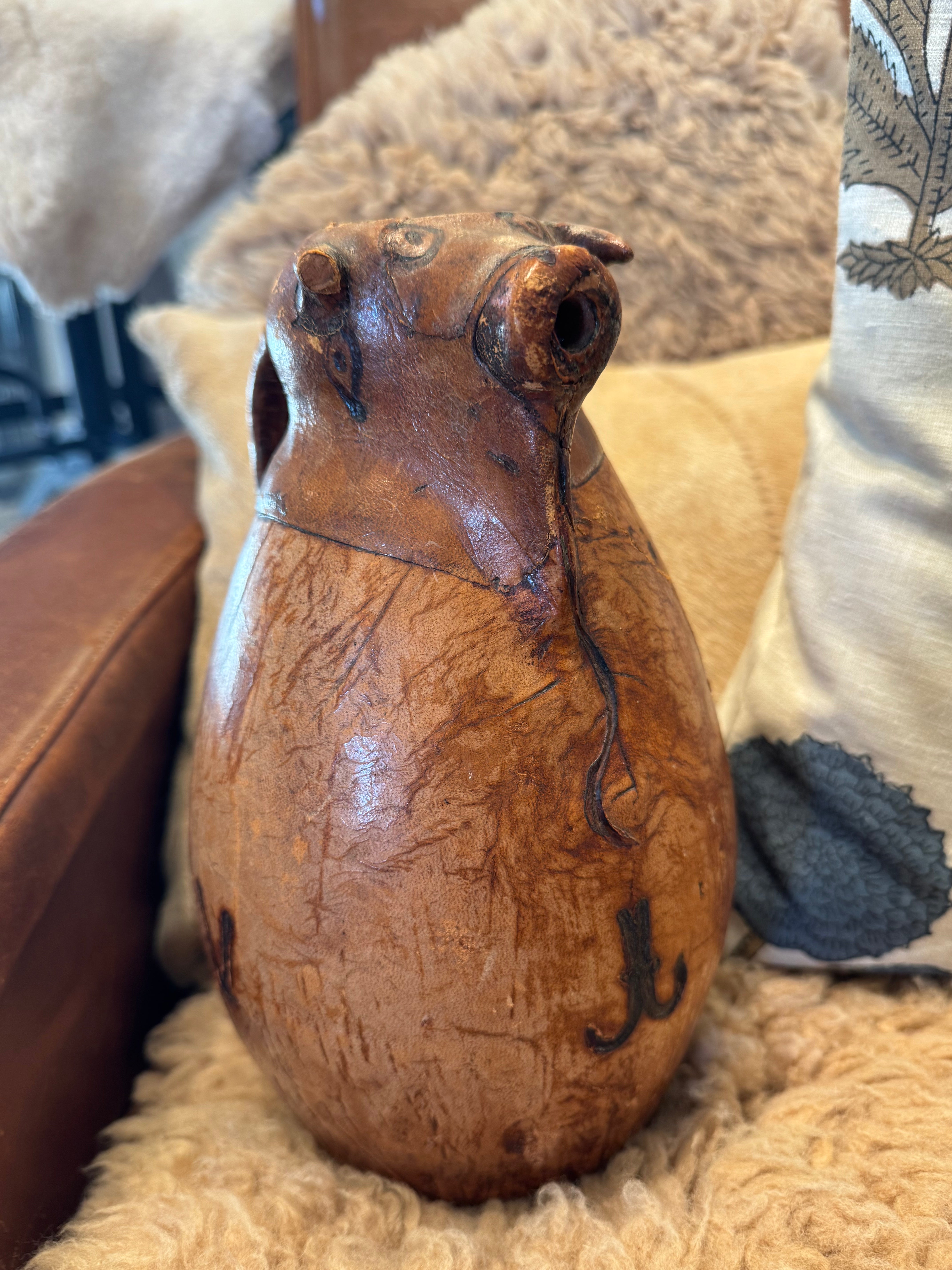 Vintage Spanish Leather “Bull” Pitcher